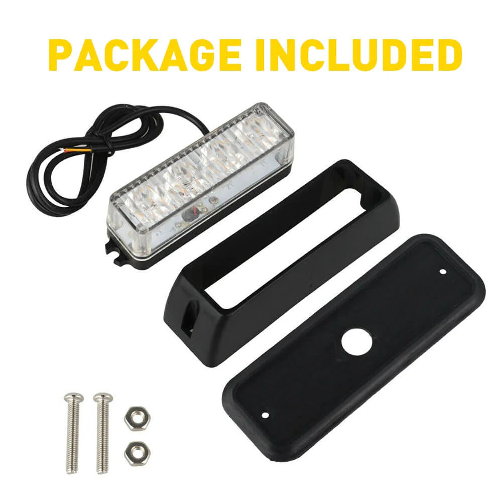 4-Pack Waterproof LED Emergency Strobe Light Bars - Amber & White Colors - for Trucks, Emergency Vehicles, Construction & Road Safety Warning Lights
