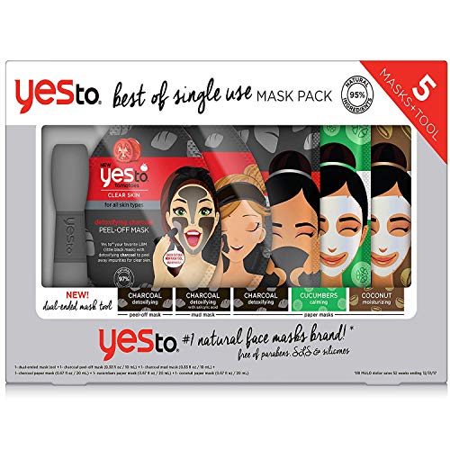 Yes To Detoxifying Charcoal Paper Face Mask (6 Pack) - Deep Cleansing & Pore Minimizing for Oily & Acne-Prone Skin - Perfect for Spa Night & Self-Care Routine