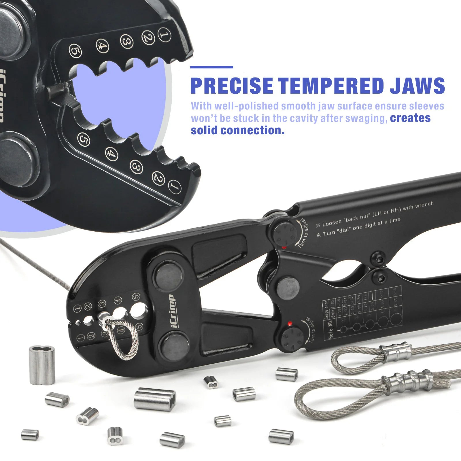 IWS 1608B Wire Rope Crimping Tool Kit for 1/16