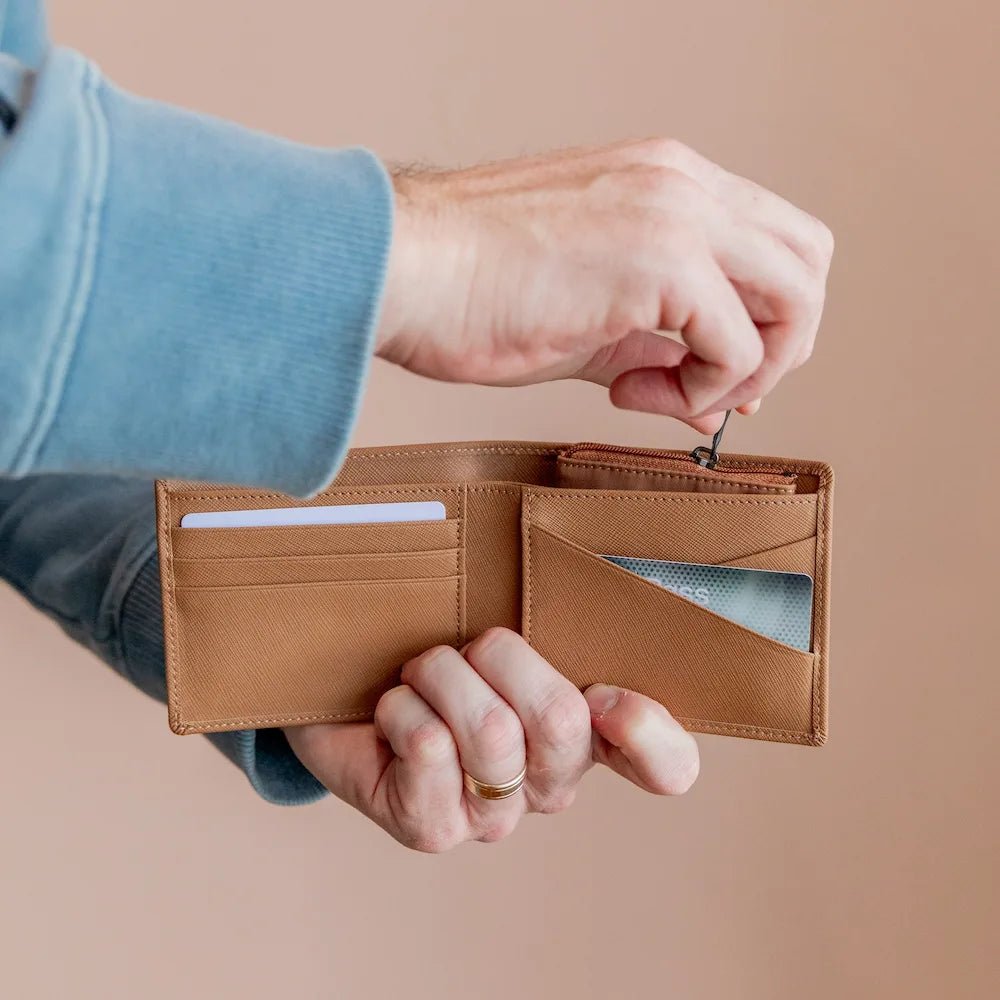 Premium Genuine Leather Wallet for Men - Slim RFID Blocking Bifold Wallet with Money Clip - Perfect for Travel, Business & Everyday Use (Tan)