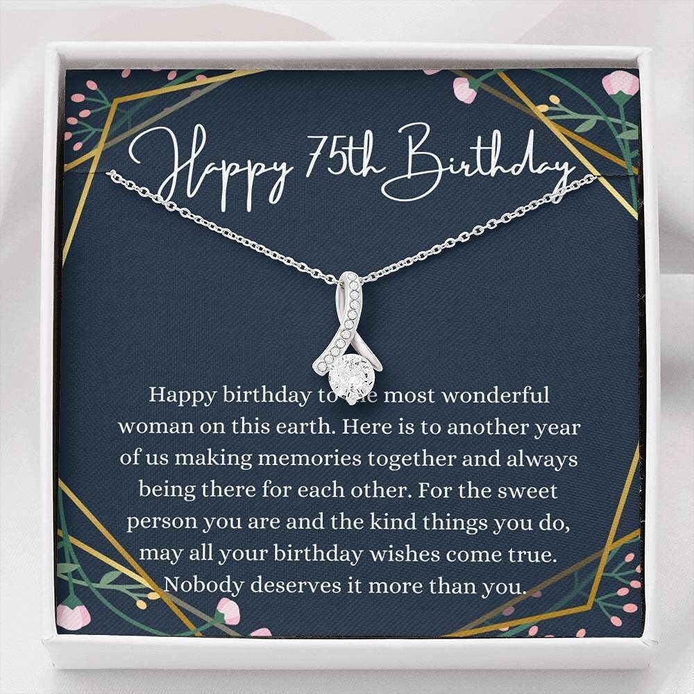 **Personalized Handmade Message Card Jewelry Necklace - 75th Birthday Gift for Her, Women, Friend | Thoughtful Keepsake for Anniversaries, Mother's Day & Special Occasions**