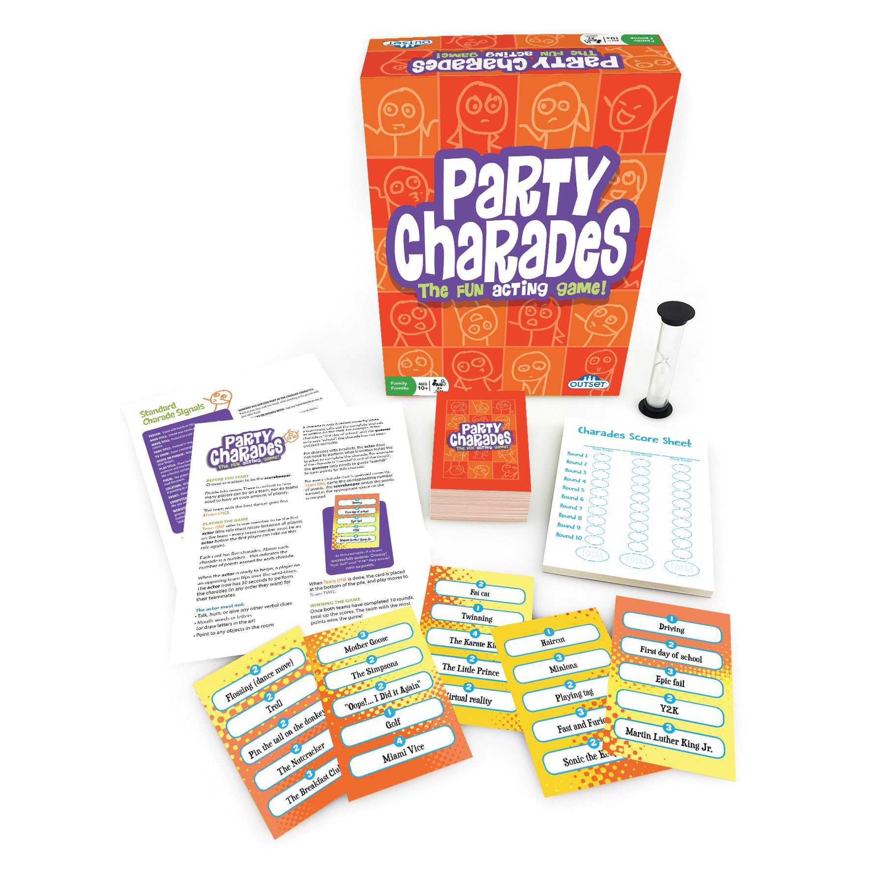 Outset Media Party Charades Game - Family Board Game with 500 Cards & Timer - Fun Group Game Night Activity for Adults & Kids Ages 10+ - Perfect for Birthday Parties, Family Gatherings & Holiday Celebrations - Amazon Exclusive