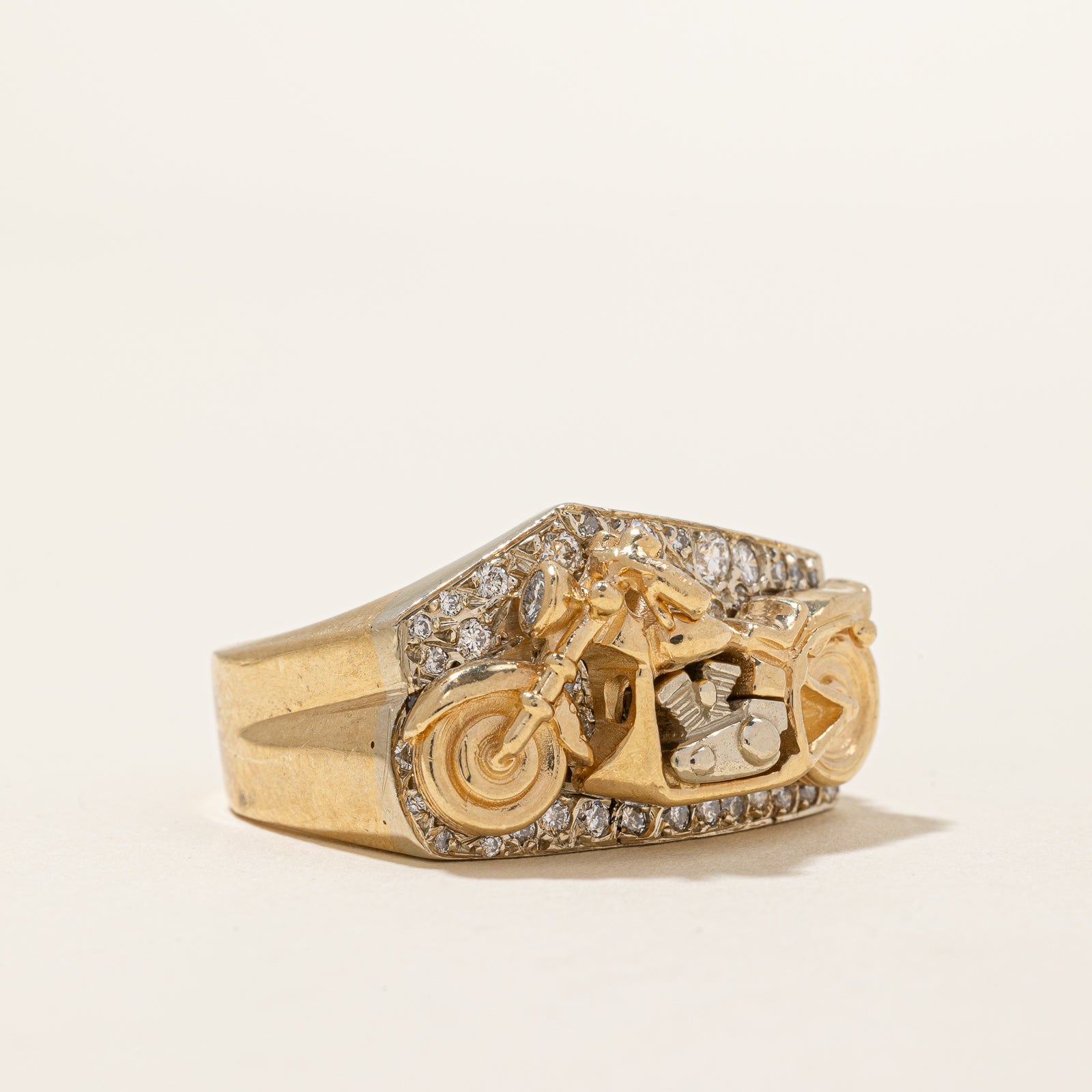 Harley Davidson Motorcycle Diamond & Ruby Ring for Men - 0.59ctw Genuine Diamonds & Rubies - Size 11.5 - Luxury Biker Jewelry Gift for Riders & Motorcycle Enthusiasts - Perfect for Weddings, Anniversaries & Special Occasions