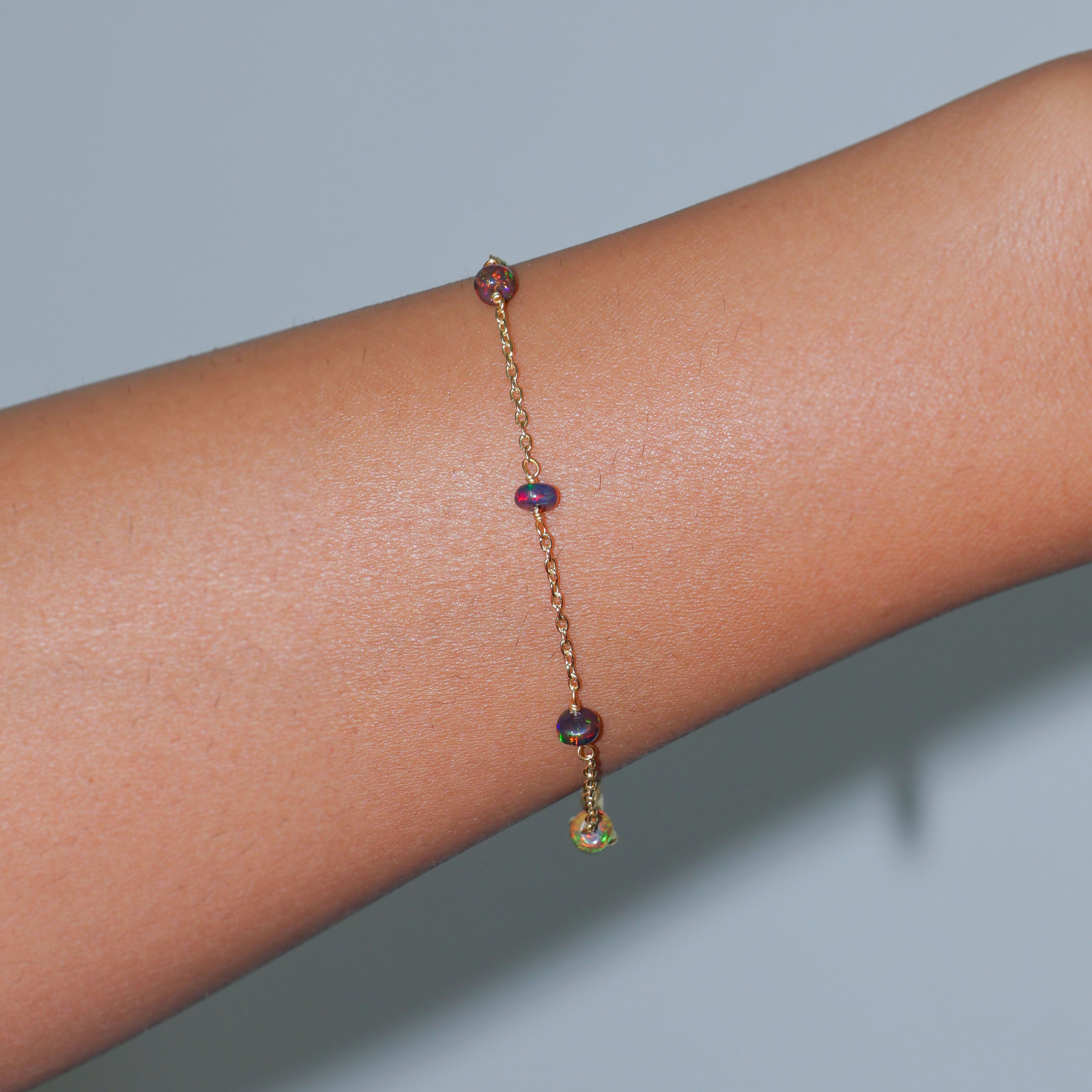 Handmade Black Opal Rondelle Beaded Chain Bracelet for Women - Elegant Jewelry Gift for Birthday, Anniversary & Special Occasions
