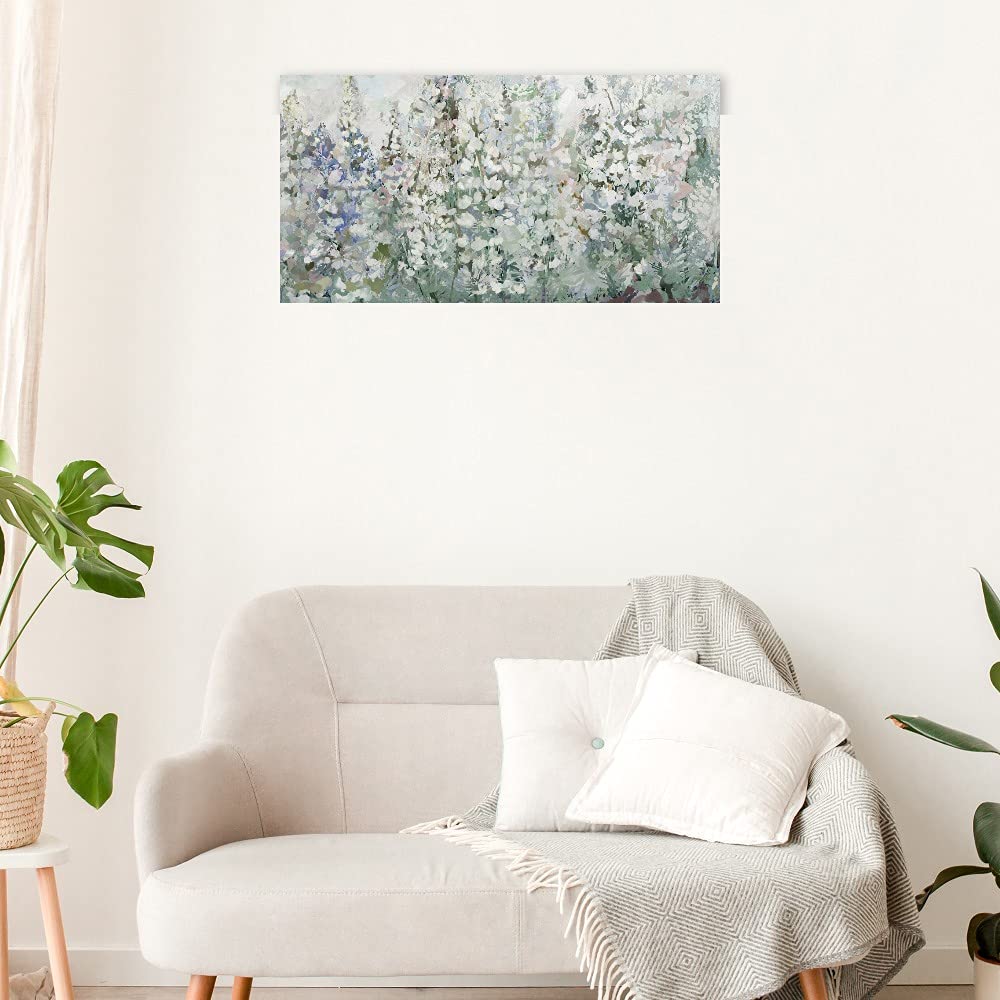 Belles Fleurs Floral Canvas Wall Art - 40x21 Inch Hand Painted Flower Painting for Bathroom & Living Room Decor - Elegant Home Office Wall Decor Gift Idea