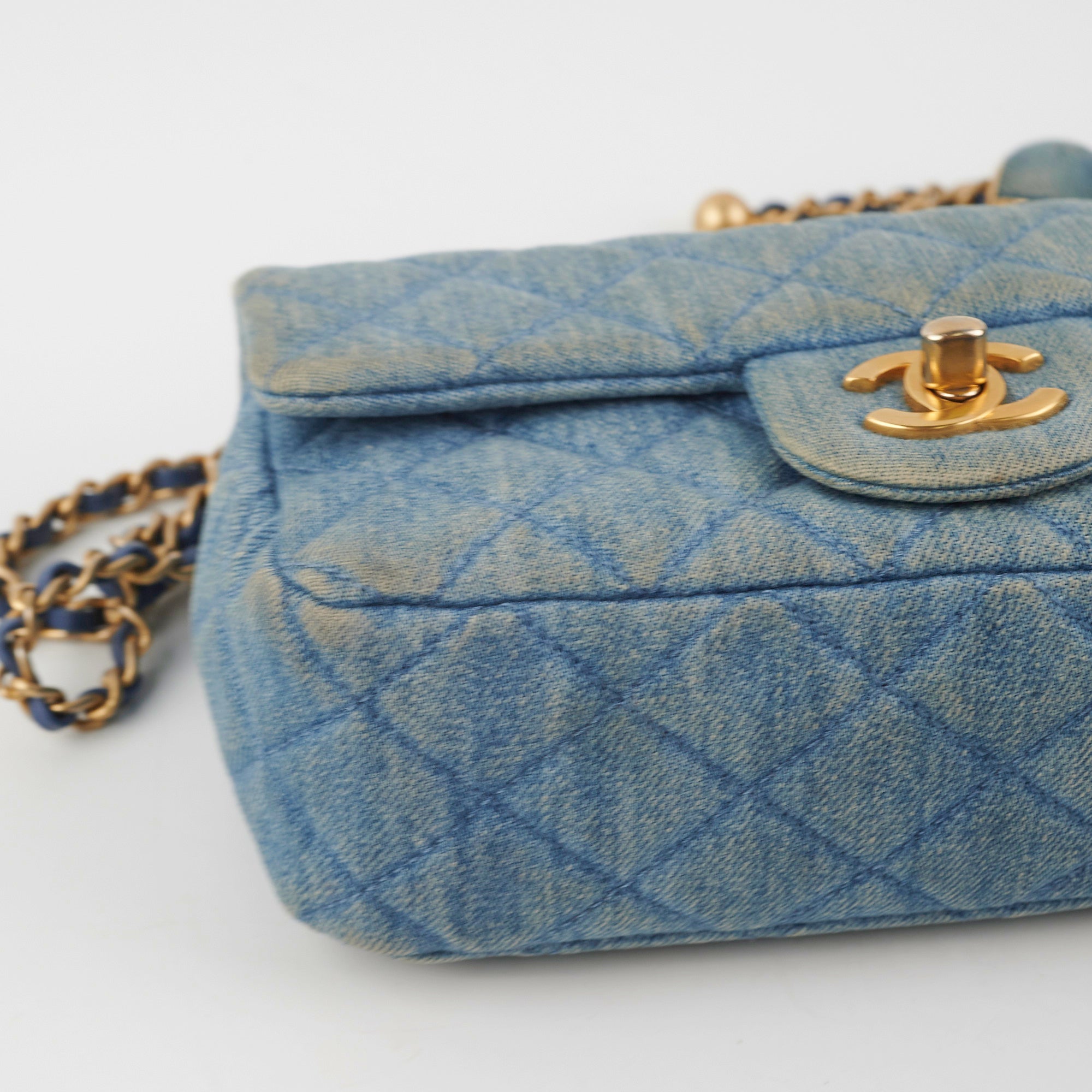 Chanel Denim Pearl Crush Mini Rectangle Flap Bag - Luxury Designer Crossbody Bag for Women | Perfect for Parties, Date Nights & Special Occasions
