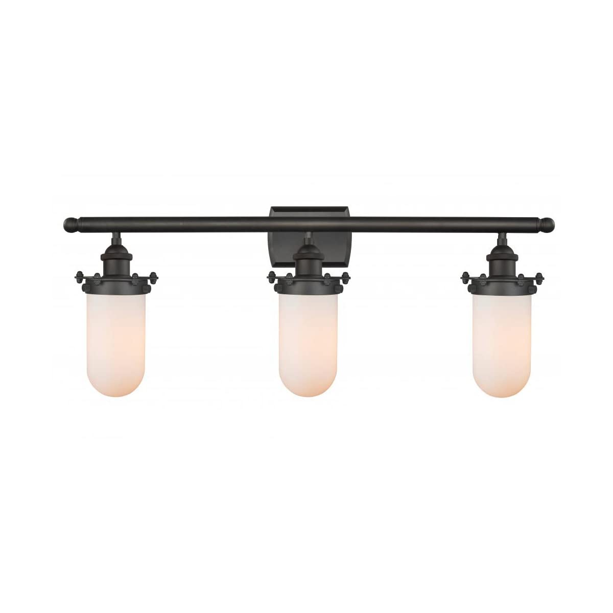 Vintage 3-Light Dimmable LED Bathroom Fixture - Oil Rubbed Bronze Finish with White Glass Shade | Perfect for Bathroom Vanity, Powder Room, and Hallway Lighting | Energy-Efficient & Stylish Home Decor