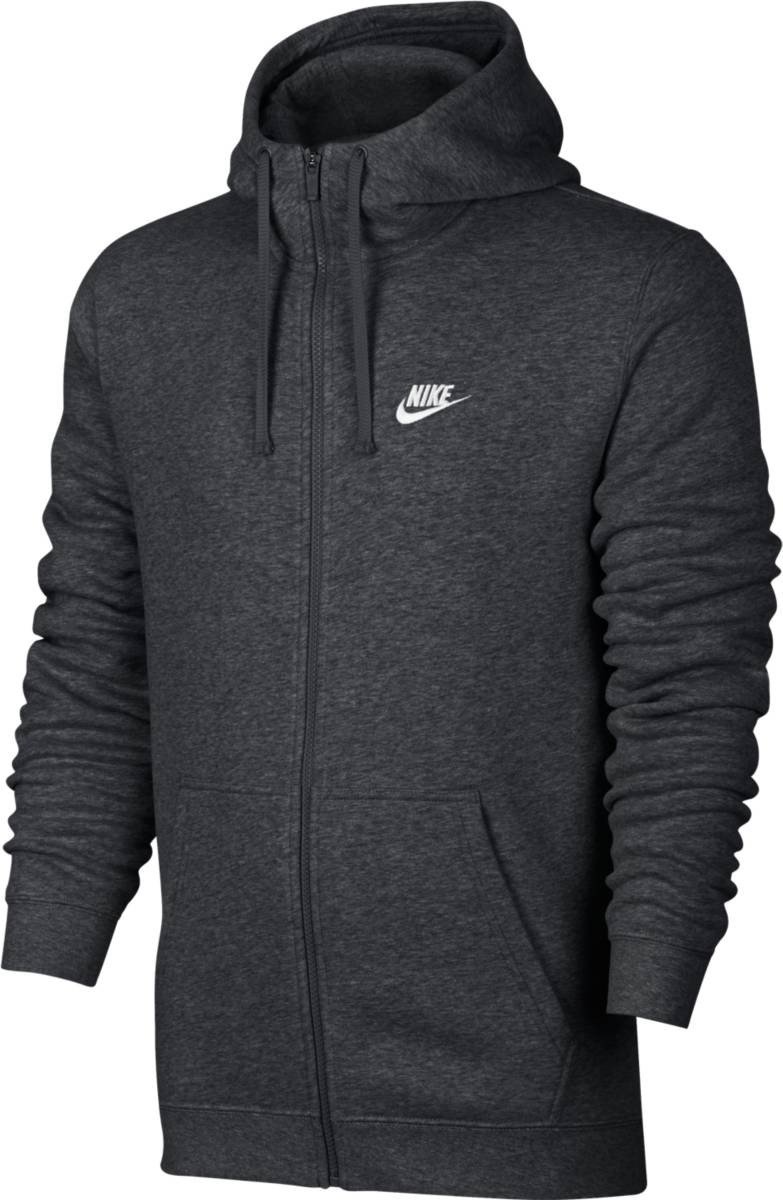 Nike Men's Sportswear Full Zip Hoodie - Charcoal Heather/White | Medium Size | Comfortable Athletic Jacket for Gym, Running & Casual Wear