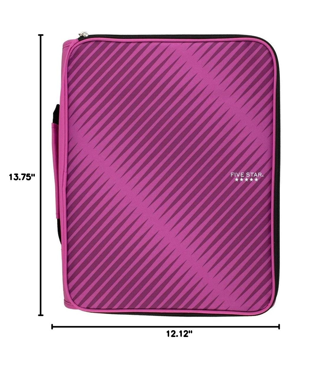 Five Star 2 Inch 3-Ring Zipper Binder with 6 Pocket Expanding File - 380 Sheet Capacity School Binder in Purple (72540) - Perfect for Organizing Notes, Homework & School Supplies