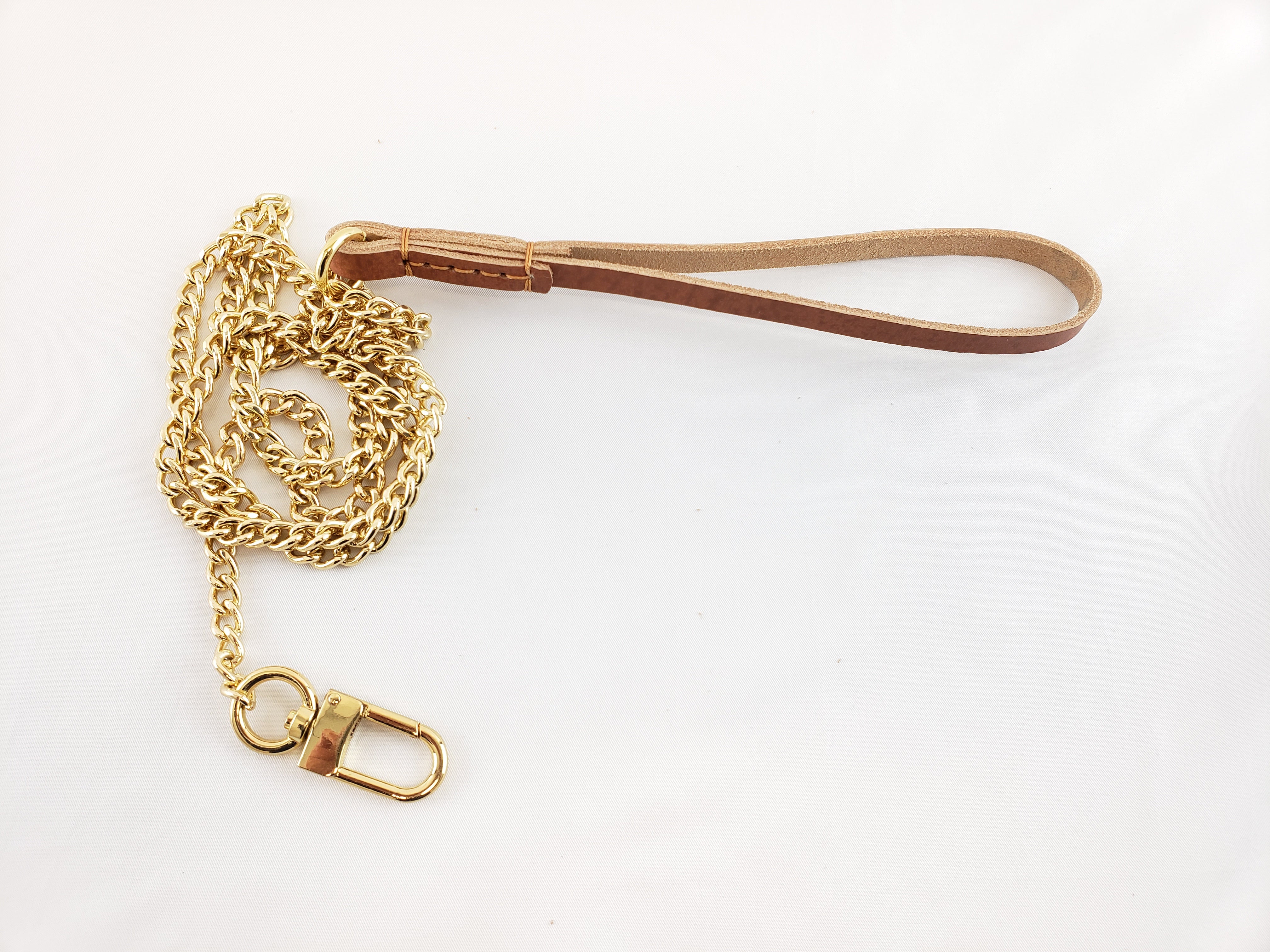 Premium Small Dog Leash with Leather Handle & Chrome Chain - Durable & Stylish for Walking, Training & Outdoor Adventures