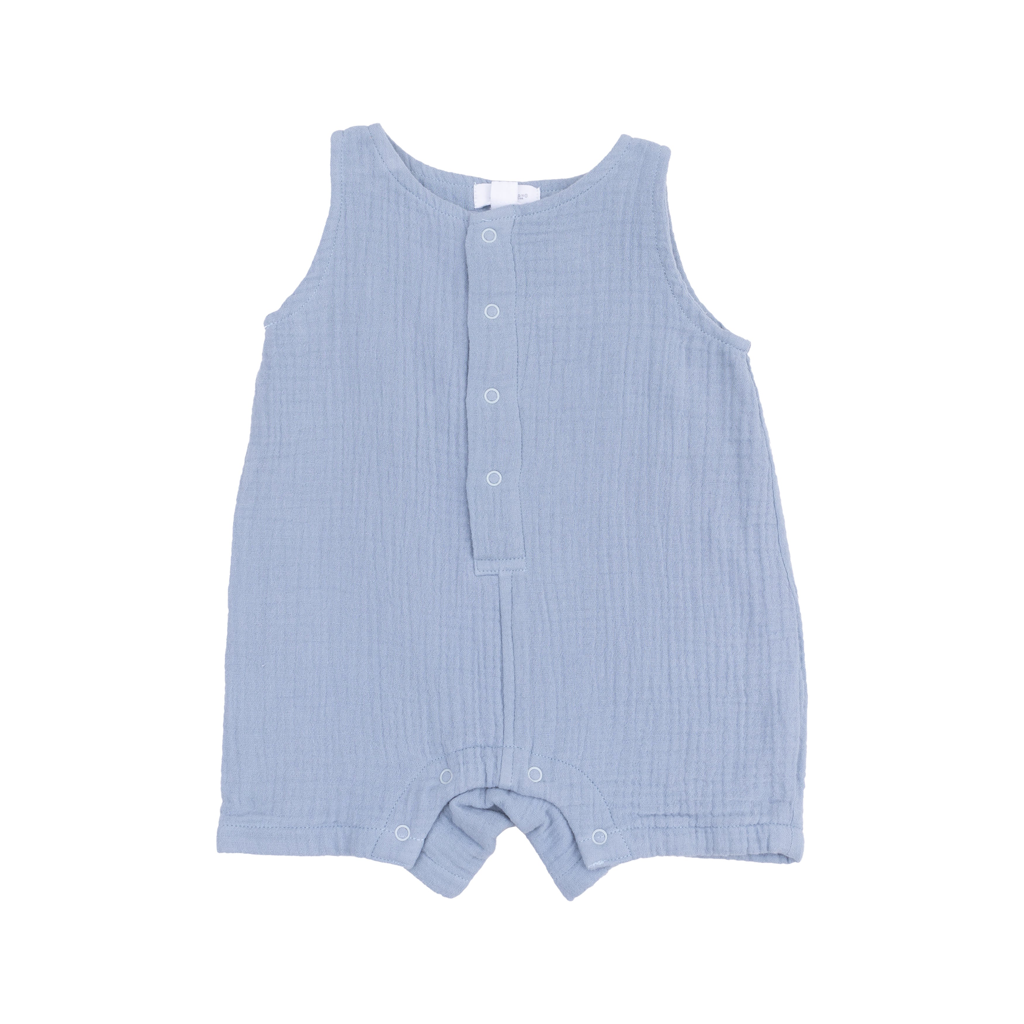Premium Solid Muslin Dusty Blue Sleeveless Shortie Romper for Baby Girls & Boys - Soft & Breathable Summer Outfit for Playdates, Beach Trips & Photo Shoots
