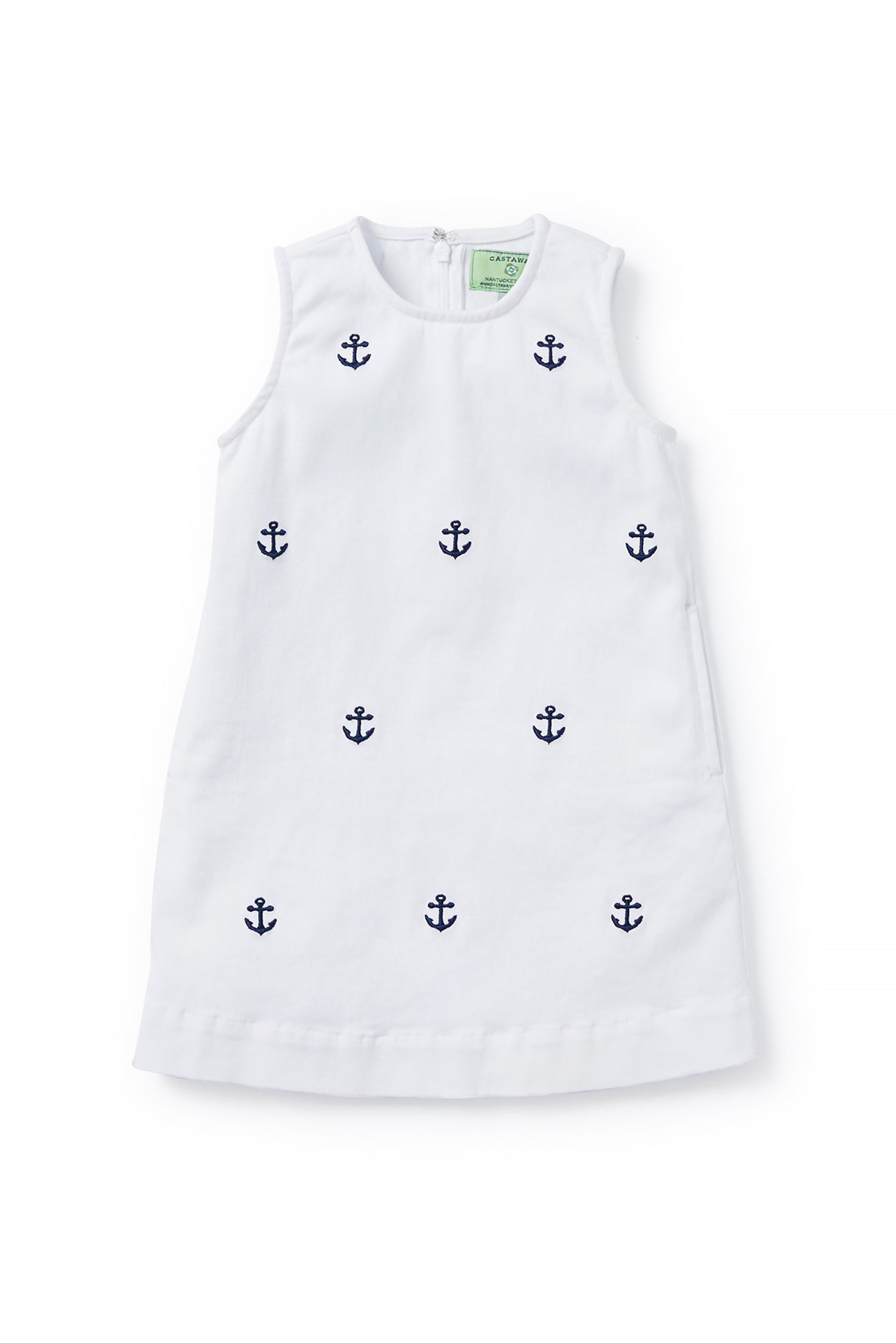 Girls' Stretch Twill Shift Dress with Anchor Print in White - Perfect for School, Parties & Summer Outfits