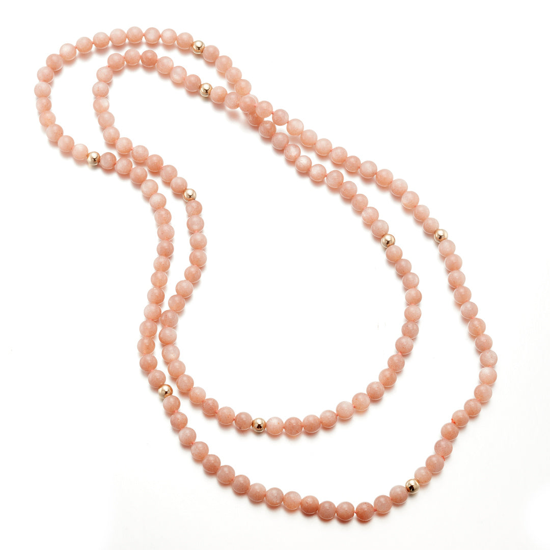 Peach Moonstone & Gold Rope Necklace - Elegant Boho Jewelry for Women, Perfect for Weddings, Parties & Everyday Wear