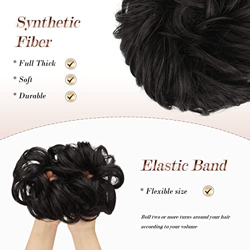 Large Curly Hair Bun Scrunchie Extension - Perfect for Ponytails, Updos & Everyday Hairstyles
