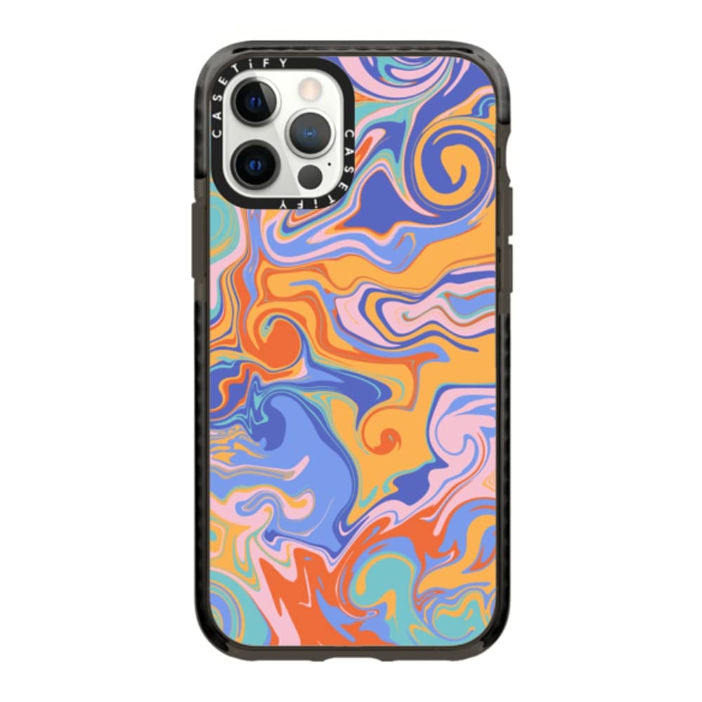 Casetify Impact Case for iPhone 12 & iPhone 12 Pro - Trippy Design by Oh So Graceful - Clear Black Protective Phone Cover - Perfect for Everyday Use, Travel & Outdoor Activities