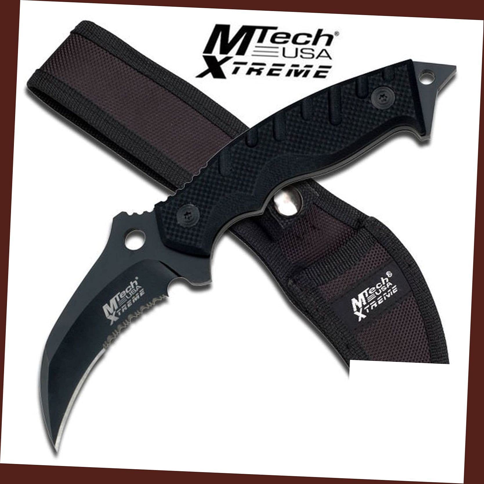 MTECH Black Hawk Combat Hunting Tactical Knife - Sharp Military Fixed Blade with Serrated Edge - Perfect for Outdoor Survival, Camping & Self Defense