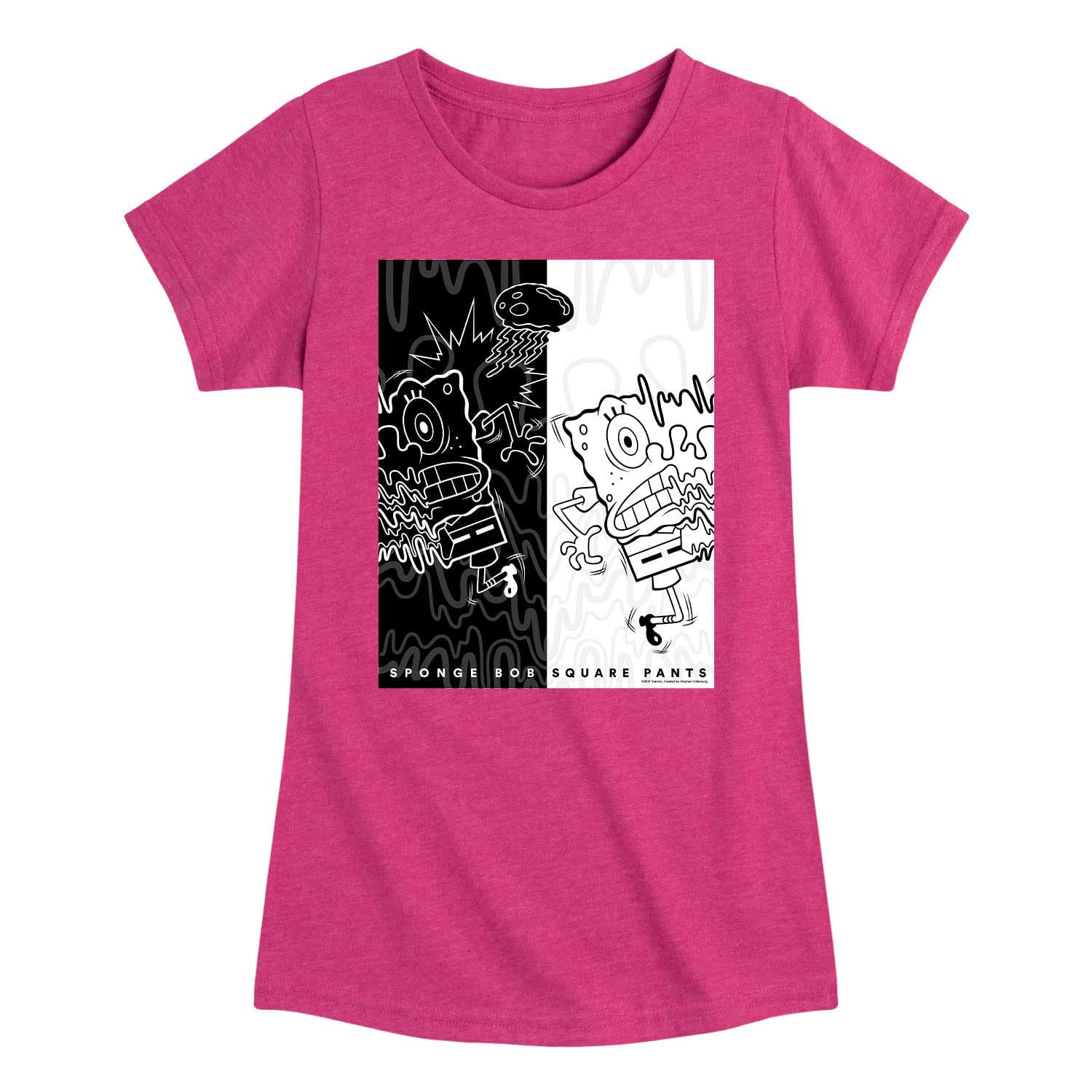 Spongebob Squarepants High Voltage Toddler & Youth Girls Short Sleeve T-Shirt | Hybrid Apparel | Fun Cartoon Graphic Tee for Playdates & School