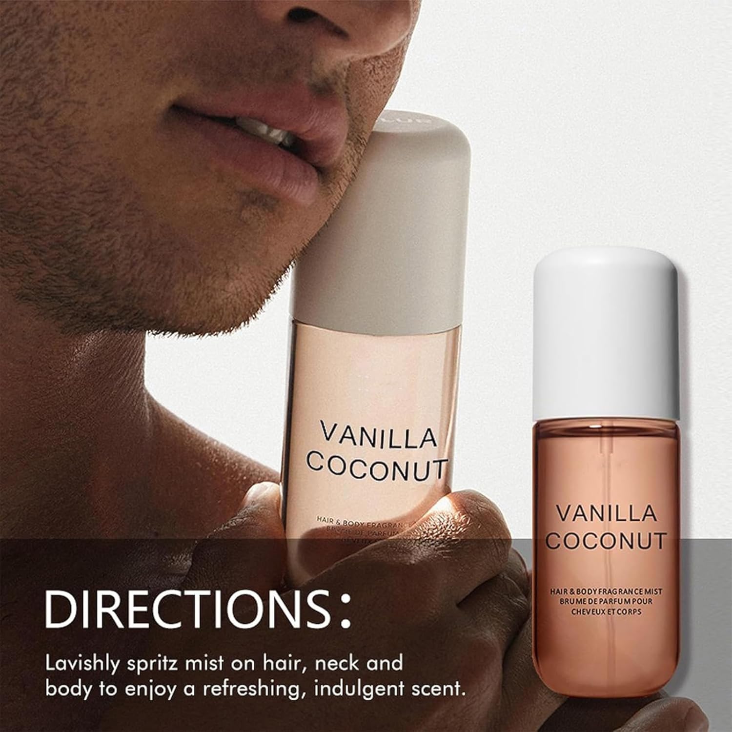 Vanilla Coconut Hair & Body Perfume Mist for Women & Men - Long Lasting Scent, 50ml - Perfect for Date Nights, Work & Everyday Freshness