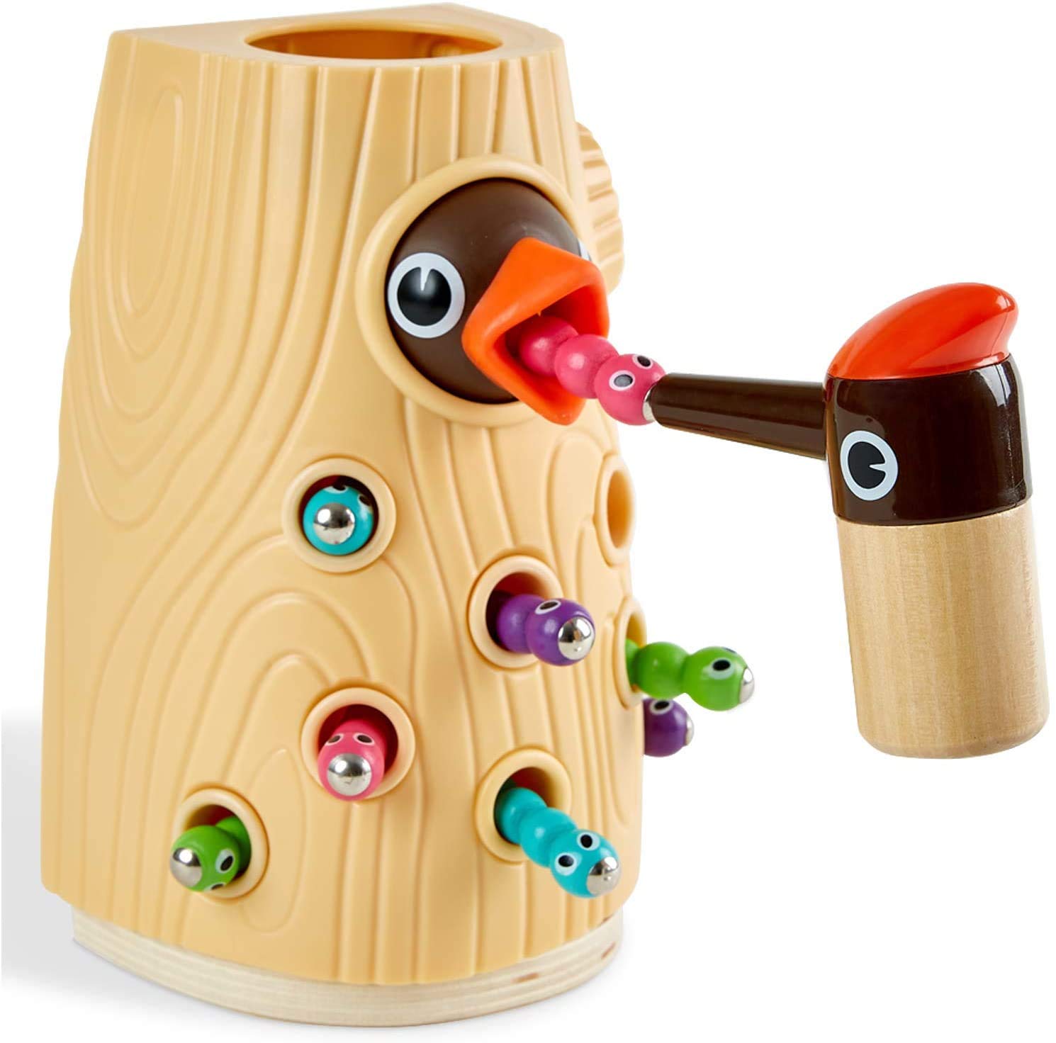 TOP BRIGHT Montessori Toys for Toddlers 2-4 Years - Woodpecker Worm Magnetic Game for Fine Motor Skills | Preschool Learning & Play