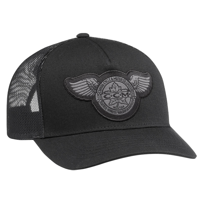 CCM Monochrome Meshback Trucker Cap - Black Adjustable Snapback Hat for Men & Women | Perfect for Outdoor Activities, Sports, and Casual Wear