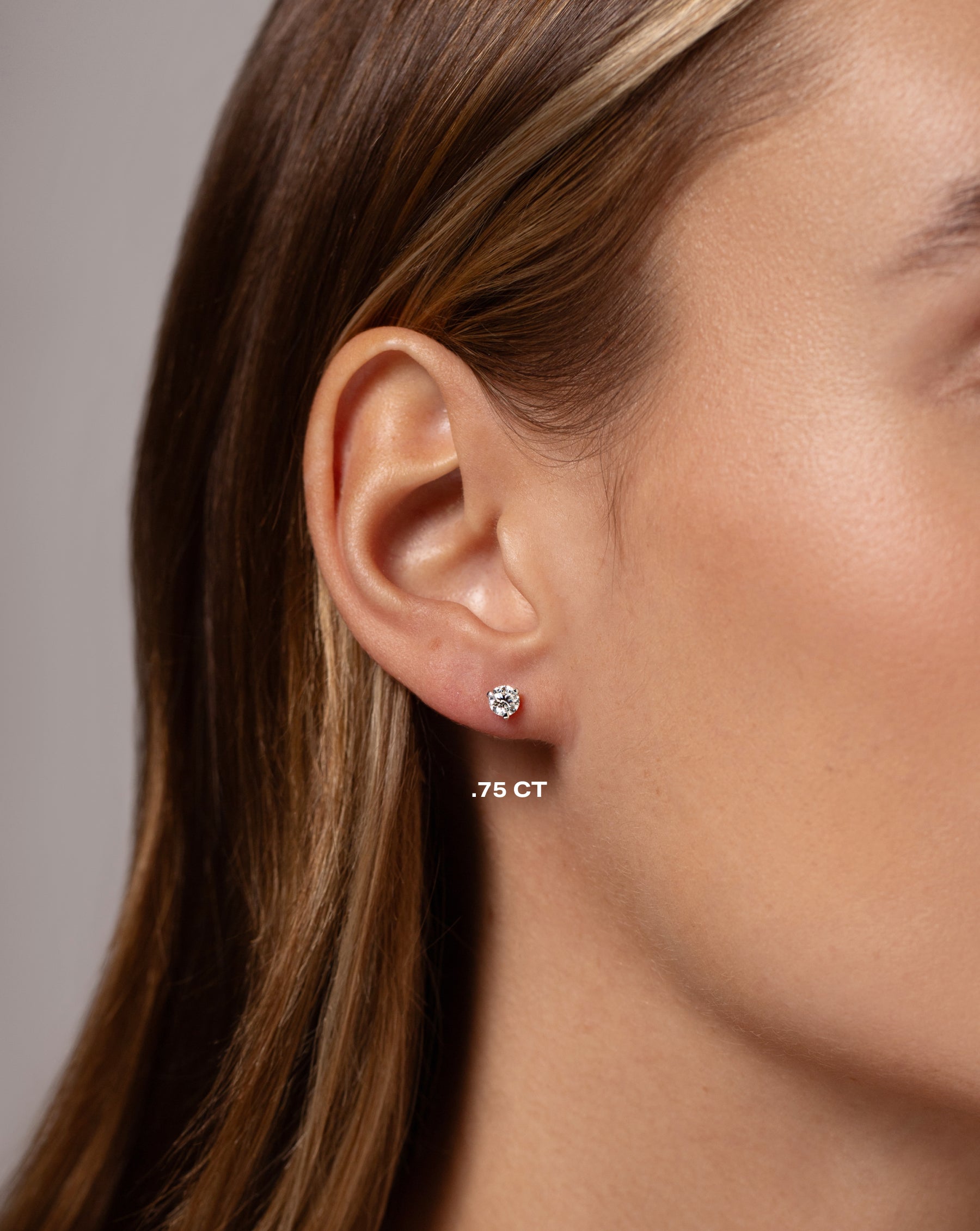Classic Diamond Stud Earrings for Women - 14K White Gold Round Cut Solitaire Earrings - Perfect for Everyday Wear, Weddings & Special Occasions