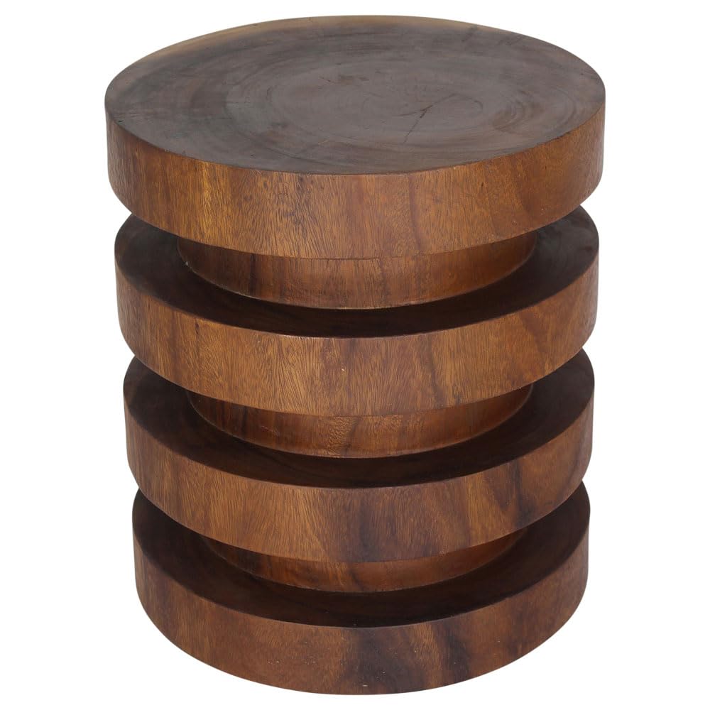 Haussmann® 18 Inch Walnut Wood Towering Rings Table - 20 Inch Height - Oil Finish - Perfect for Living Room, Dining Room, or Office Decor