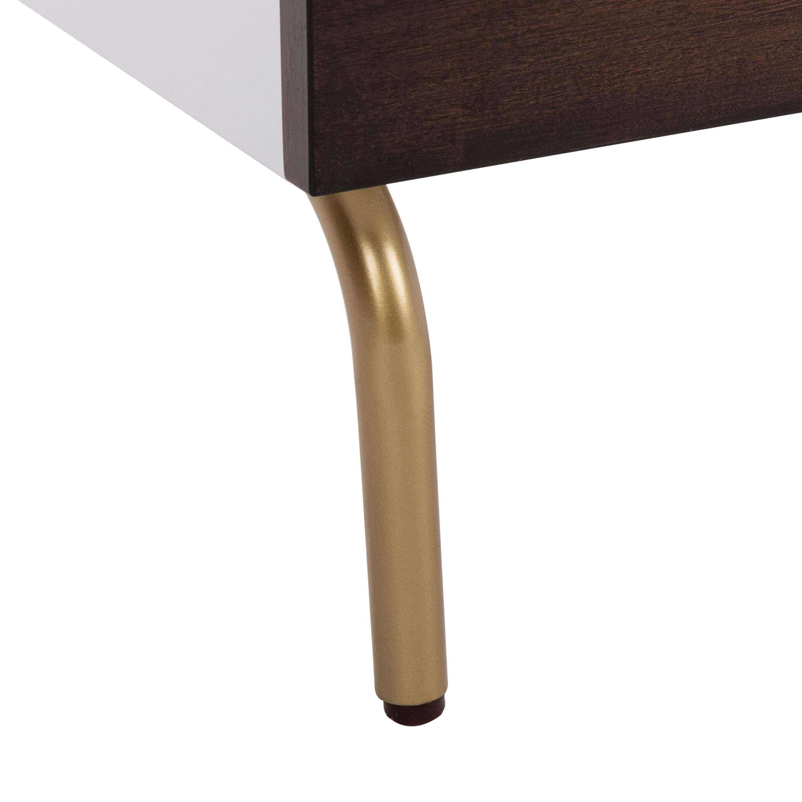 Safavieh Genevieve Modern Nightstand - Walnut & White Mahogany Finish, 2-Drawer Bedside Table for Bedroom, Living Room, or Office Storage