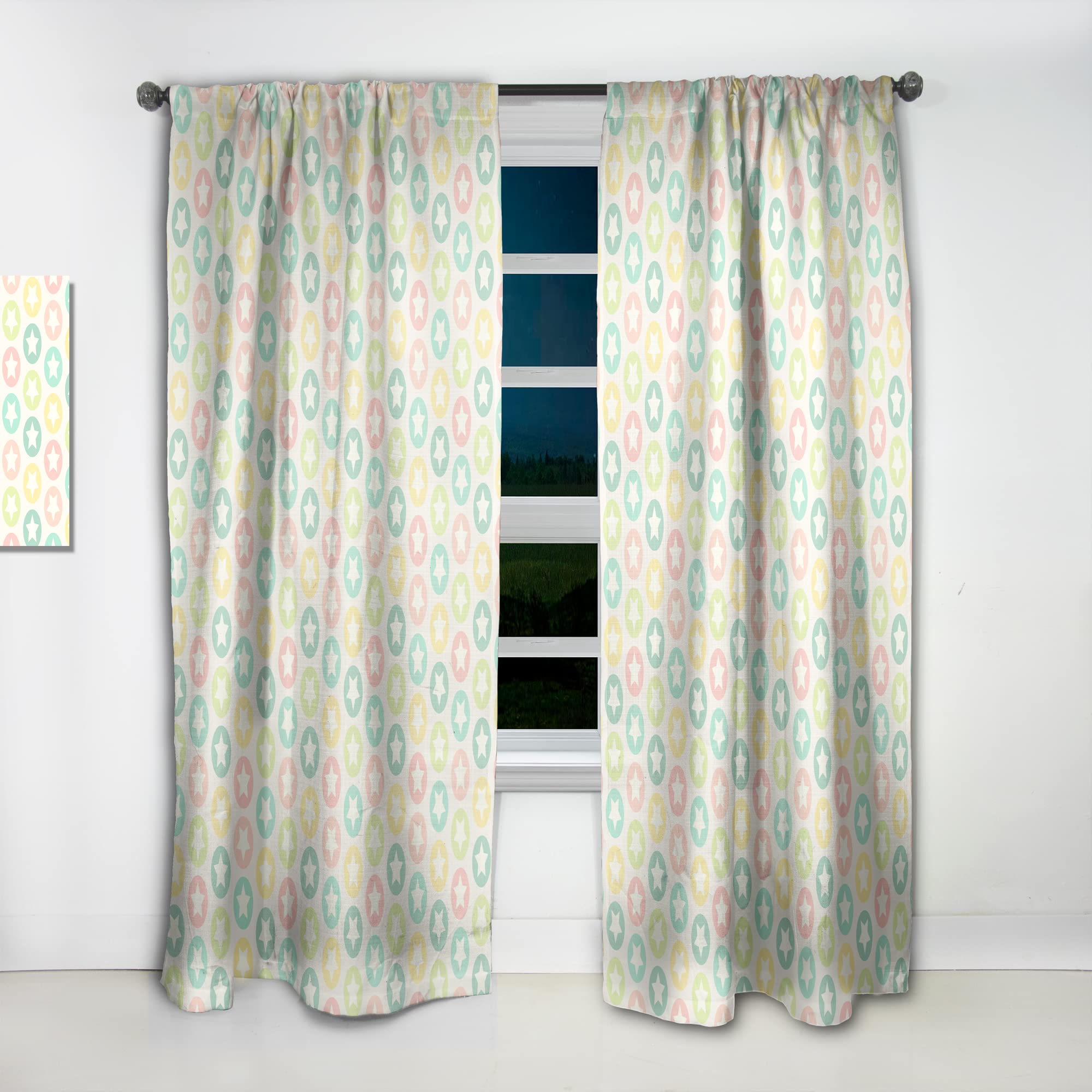 DesignQ Retro Star Pattern Thermal Insulated Curtains - Single Panel 52x120 Inches - Blackout Drapes for Bedroom & Living Room - Perfect for Home Decor, Privacy & Temperature Control