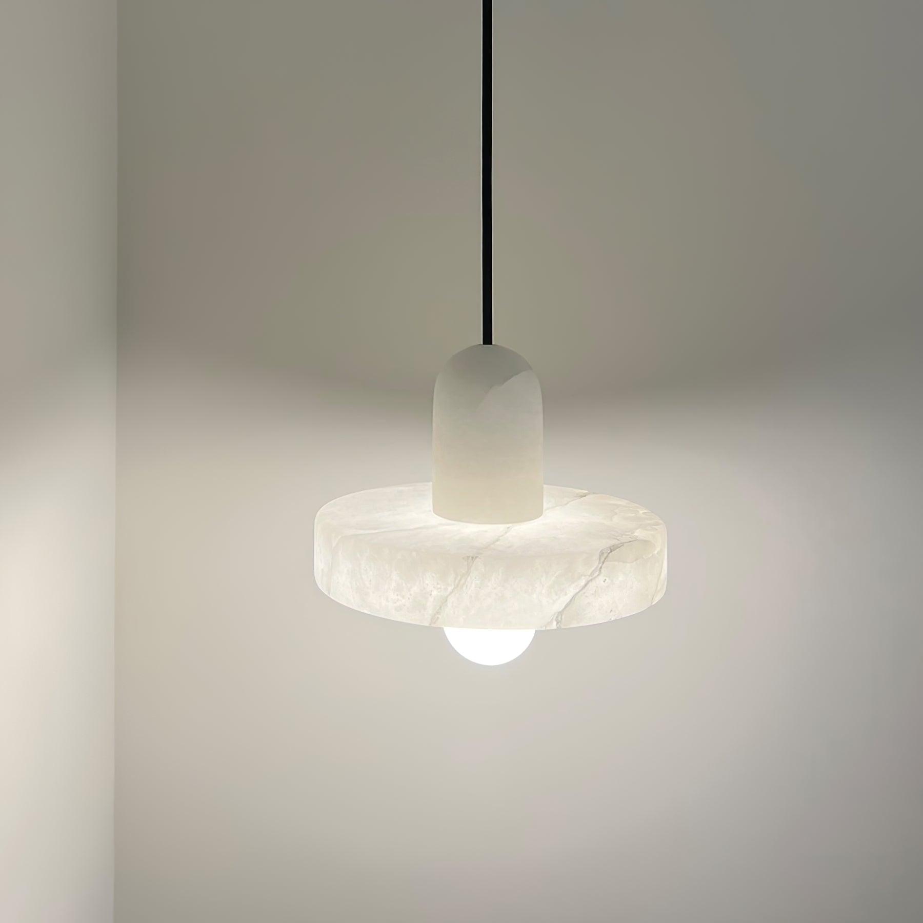 Elegant Carrara Marble Pendant Lamp - Modern Glass Hanging Light Fixture for Kitchen Island, Dining Room & Bedroom Decor