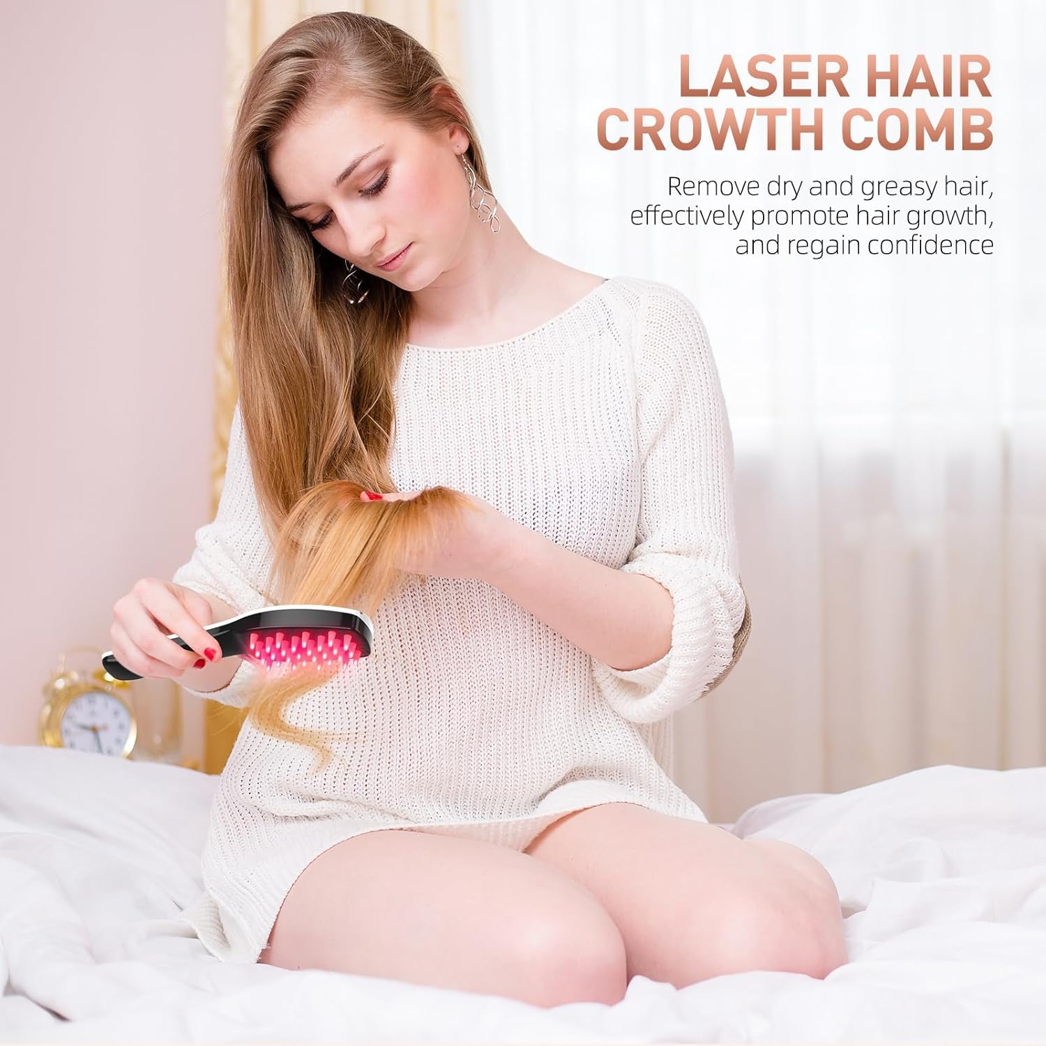 WBC WORLDBEAUTYCARE LED Laser Hair Growth Comb - Professional Hair Regrowth Therapy Device, Electric Scalp Massager for Thinning Hair Treatment & Hair Thickening | At-Home Hair Care Solution for Men & Women | Perfect for Daily Scalp Stimulation & Hair Follicle Activation