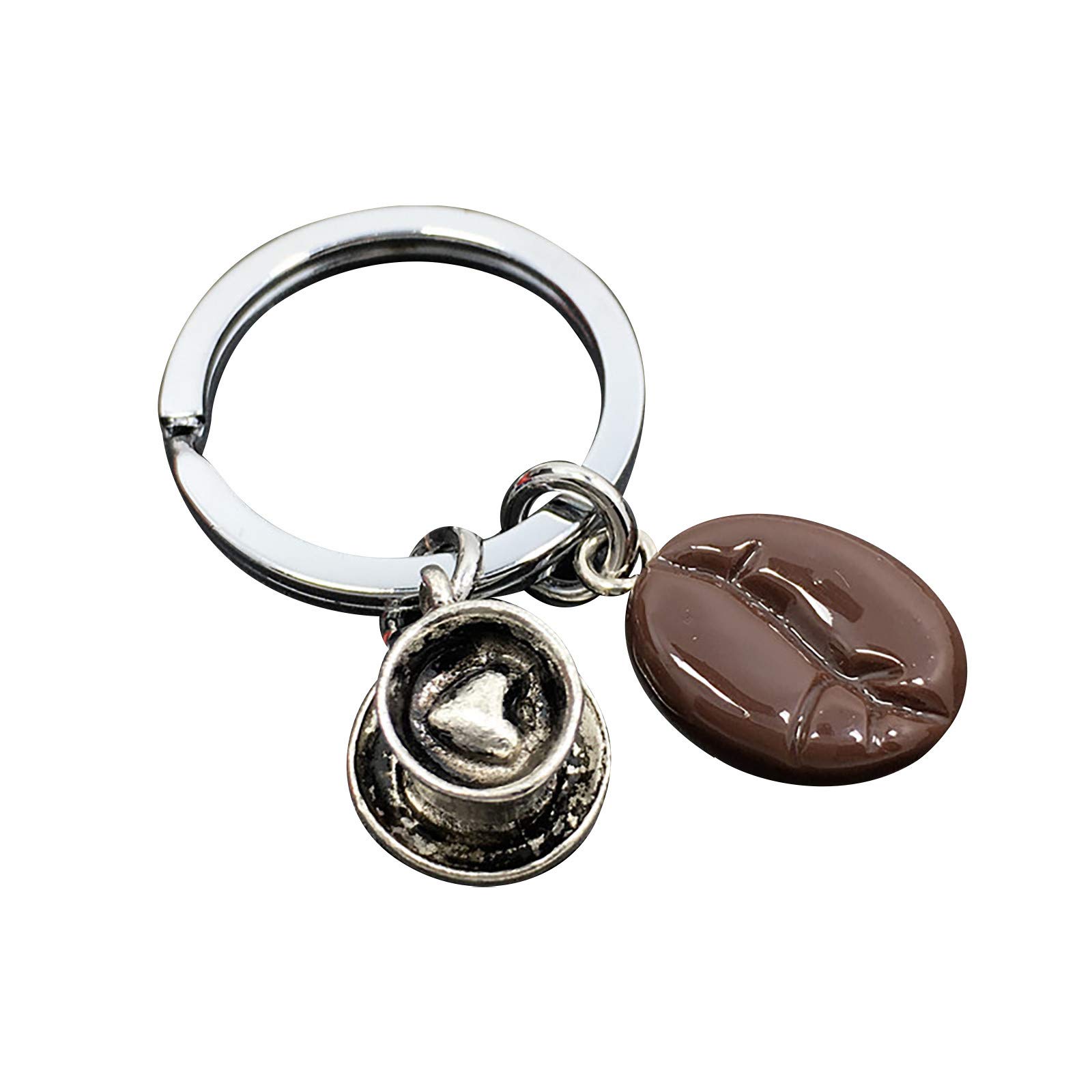 Johtae Coffee Heart-Shaped Resin Keychain - Unique Coffee Bean Pendant for Backpacks & Bracelets - Perfect Gift for Coffee Lovers (One Size) - Ideal for Keychains, Bag Charms, and Coffee-Themed Accessories