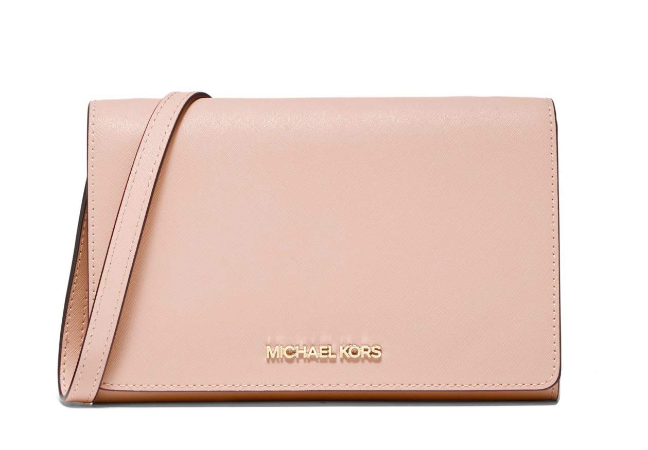 Michael Kors Jet Set Large Saffiano Leather Convertible Crossbody Bag for Women - Ballet Pink, Luxury Handbag for Work, Travel & Everyday Use