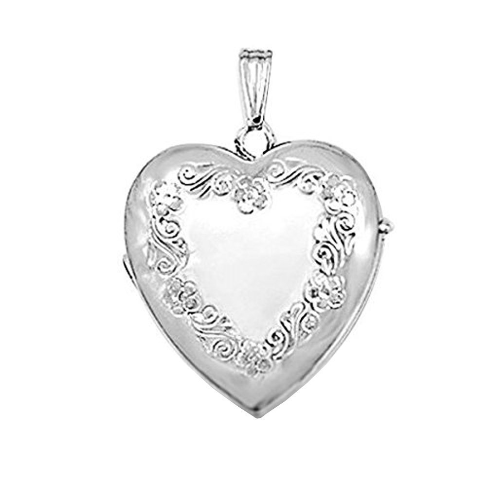 Sterling Silver Heart Photo Locket - 1 Inch X 1 Inch Engravable Pendant for Necklace (Holds 4 Pictures) | Perfect Gift for Anniversary, Valentine's Day & Mother's Day | Jewelry for Women & Girls
