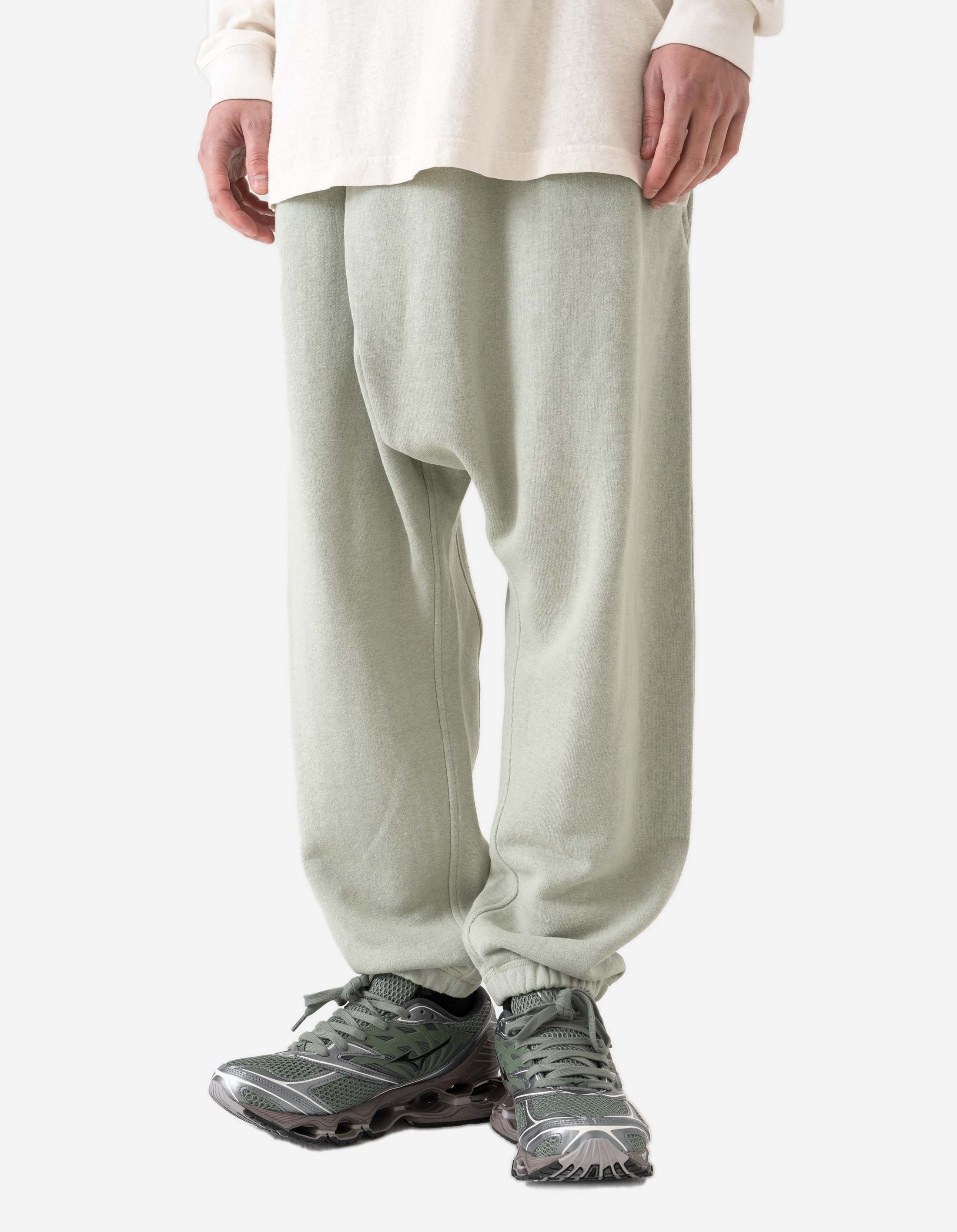 5232 Asym Low Hemp Sweatpants for Women - Eco-Friendly Sage Green Lounge Pants - Perfect for Yoga, Running & Casual Wear