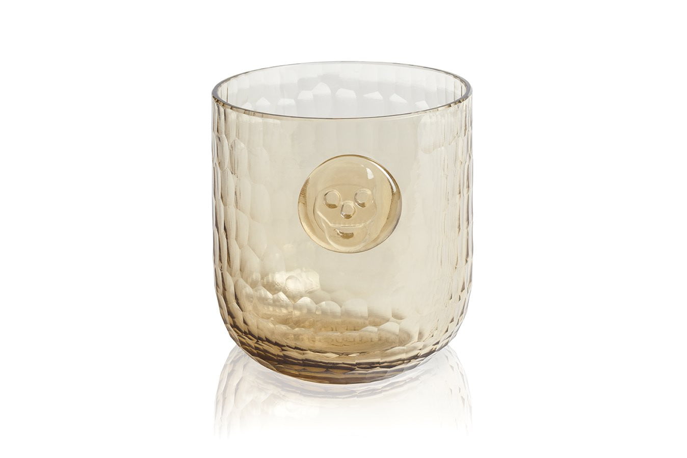 Skull Stamp Wine Glass Set of 4 - Wooden Finish - Gothic Home Barware for Halloween Parties & Themed Decor