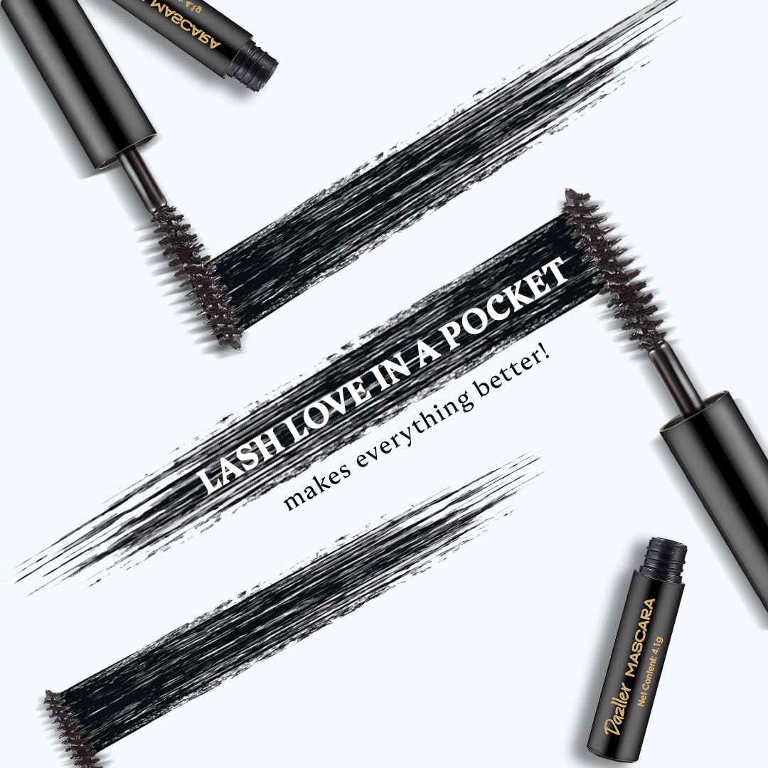 EYETEX Combo Pack: Matte Kajal Supreme Max Herbal Eyeliner Stick (0.35g) + Dazller Volumizing Mascara (4.1g) in Black | Smudge-Proof & Long-Lasting Eye Makeup Kit for Dramatic Looks | Perfect for Daily Wear, Parties & Special Occasions
