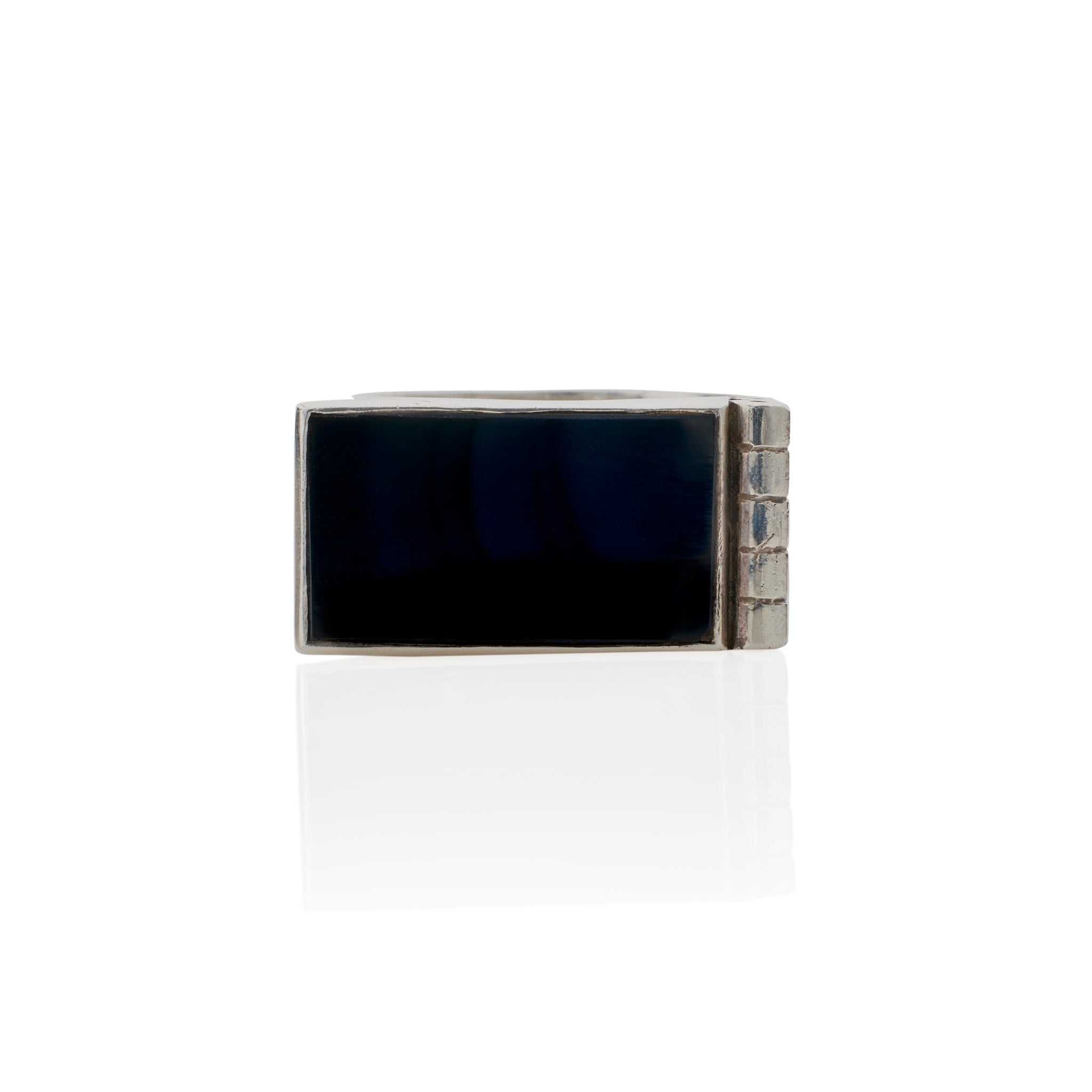 Vintage Jean Després Modernist Silver & Onyx Motor-Inspired Jewelry Ring - Art Deco Statement Piece for Women's Fashion & Special Occasions