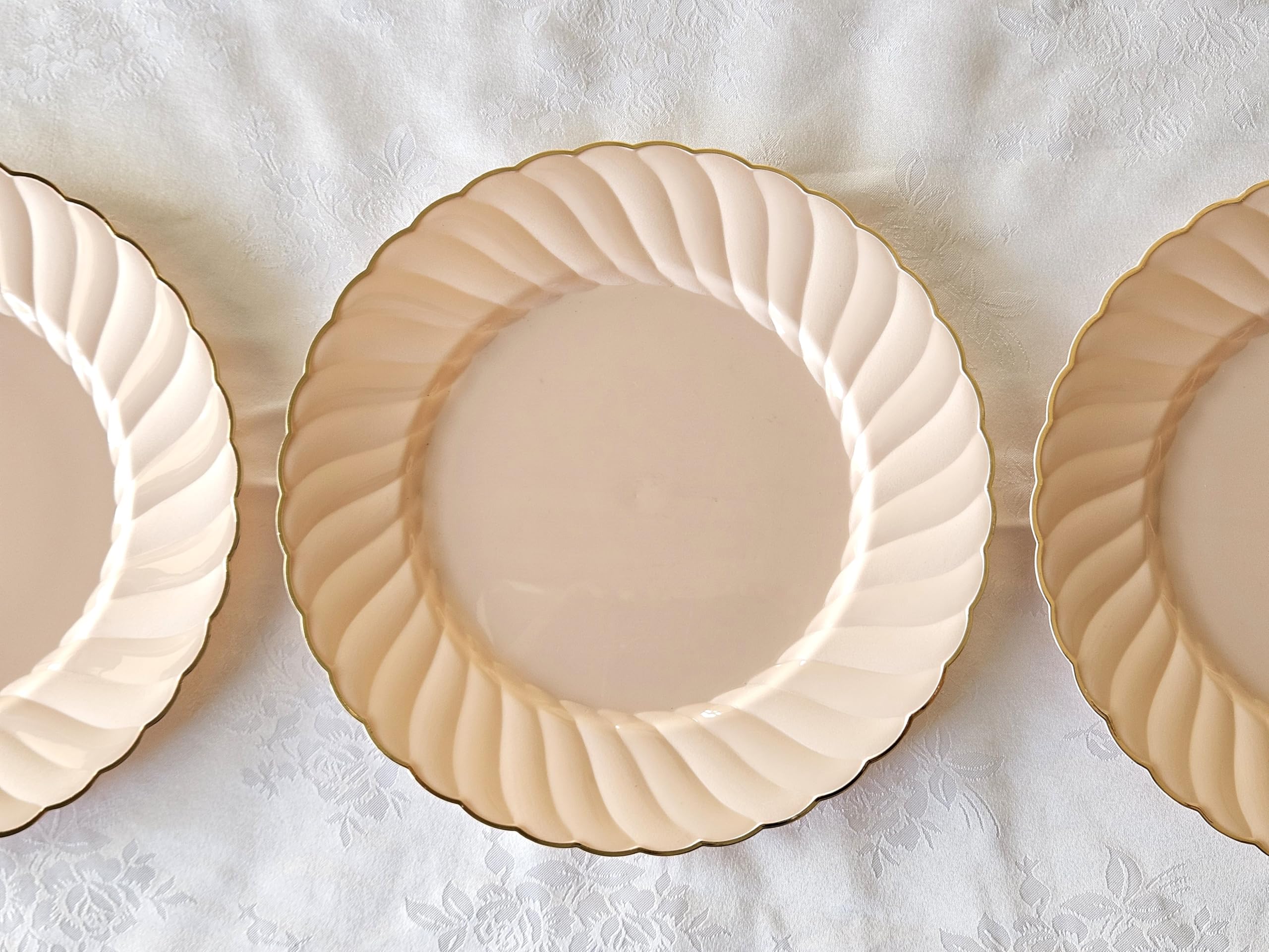 240 Pack Heavyweight Disposable Plastic Bowls - 12oz Wedding Party Soup Bowls in Blossom Blush & Gold | Elegant Dinnerware for Weddings, Baby Showers & Catering Events