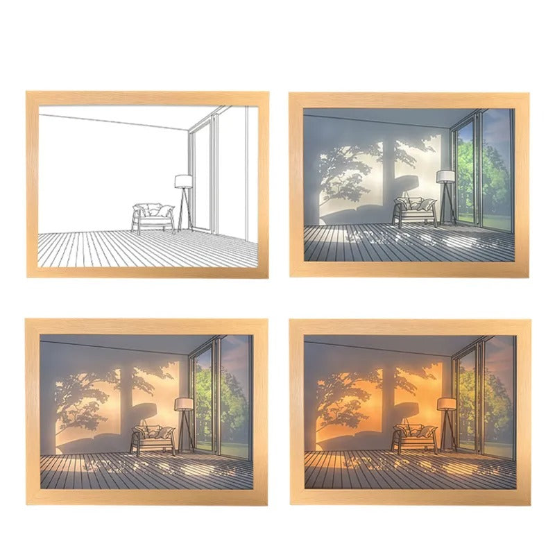 Custom Light Painting Shadow Box Picture Frame - Handmade 3D LED Photo Display for Wall Decor, Gifts & Home Interior Design | Perfect for Weddings, Anniversaries & Family Memories