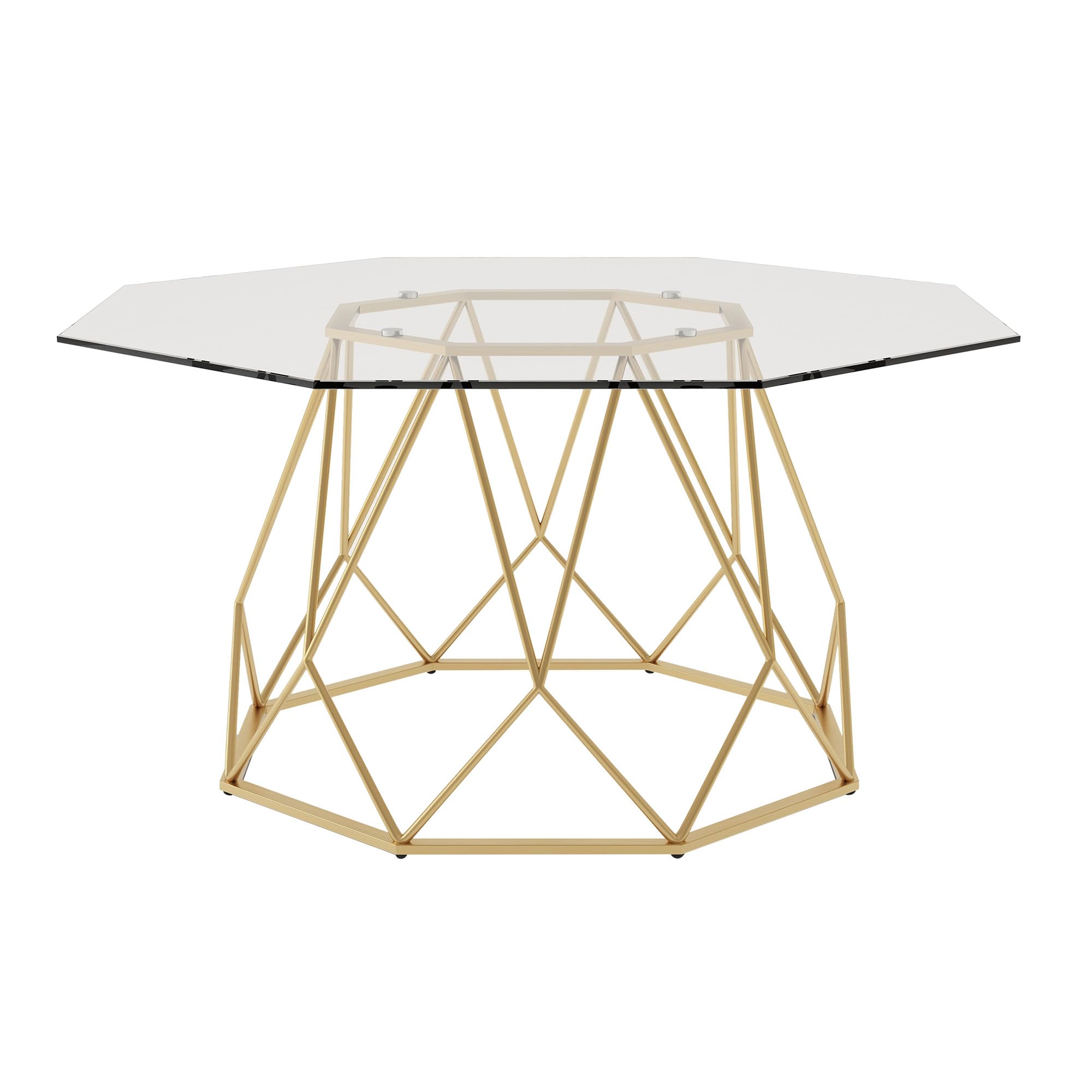Modern Gold Glass Top Coffee Table - Contemporary Living Room Furniture for Home & Office | Stylish Centerpiece for Lounge, Living Space & Reception Areas