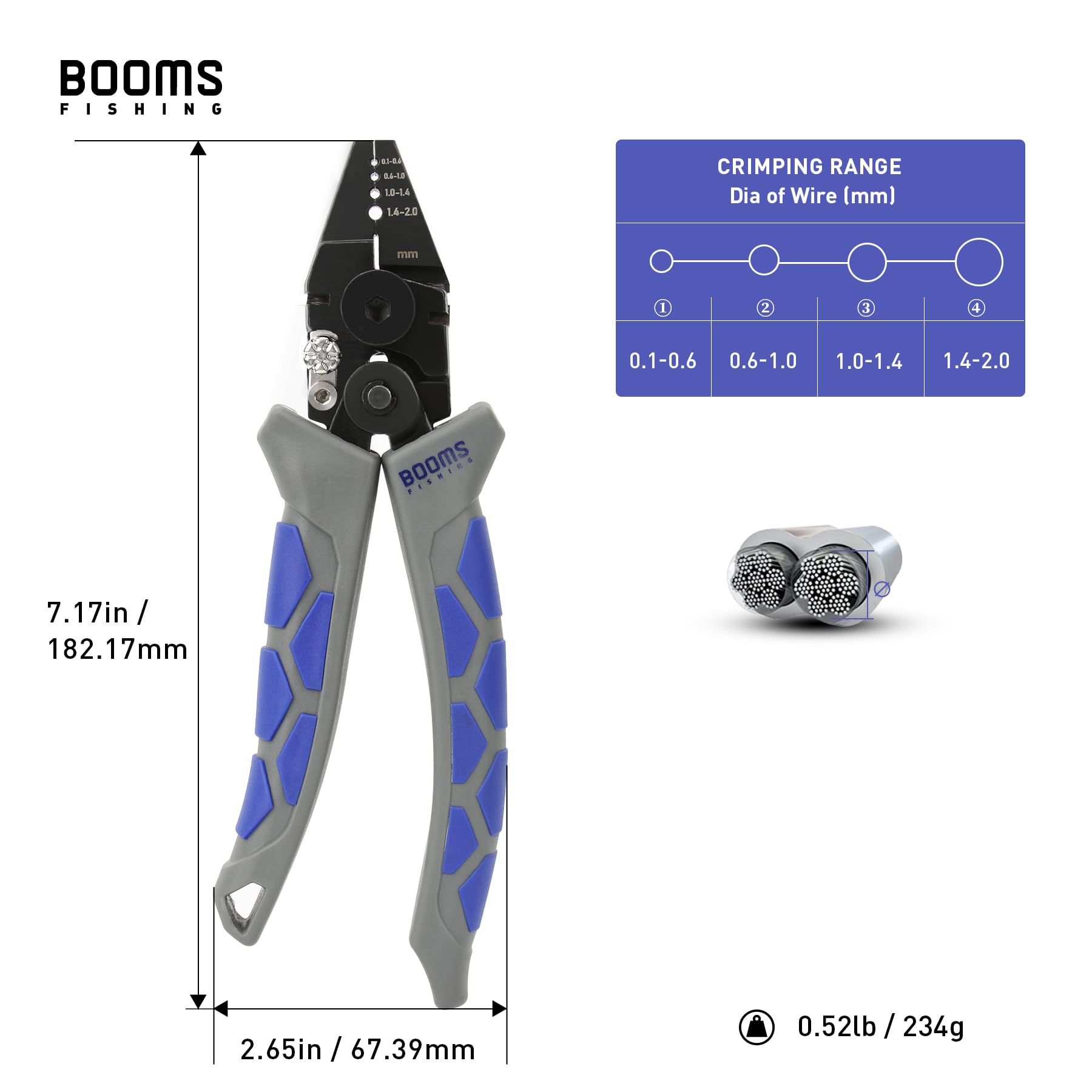 Booms Fishing CP4 Crimping Tool with Cutter - 7