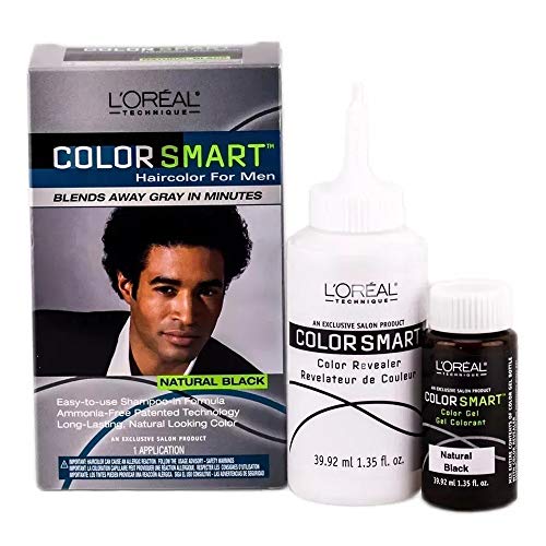 L'Oreal Color Smart Hair Color for Men - Natural Black (1 Application) | Easy At-Home Hair Dye for Gray Coverage & Touch-Ups | Perfect for Quick Root Touch-Ups & Full Hair Coloring