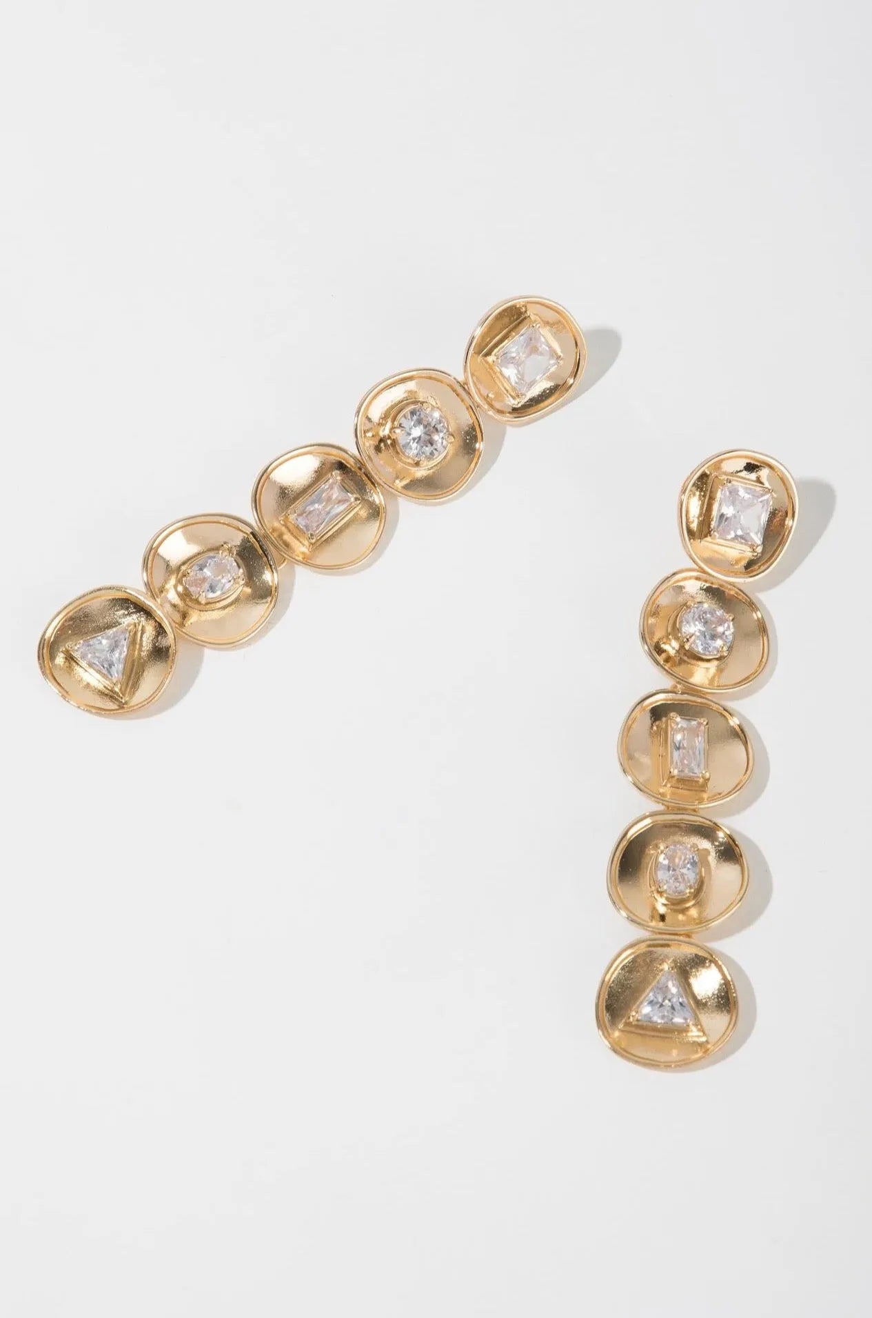 Gold Plated Disc Drop Stone Earrings for Women - Elegant Dangle Jewelry for Party, Wedding & Evening Outfits