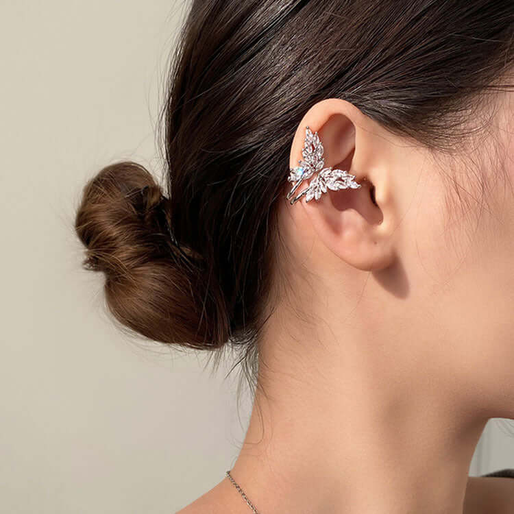 Sparkly No-Piercing Butterfly Ear Cuff - Angel Wing Stud Earrings for Women (A8321) | Perfect for Parties, Weddings & Everyday Fashion Accessories