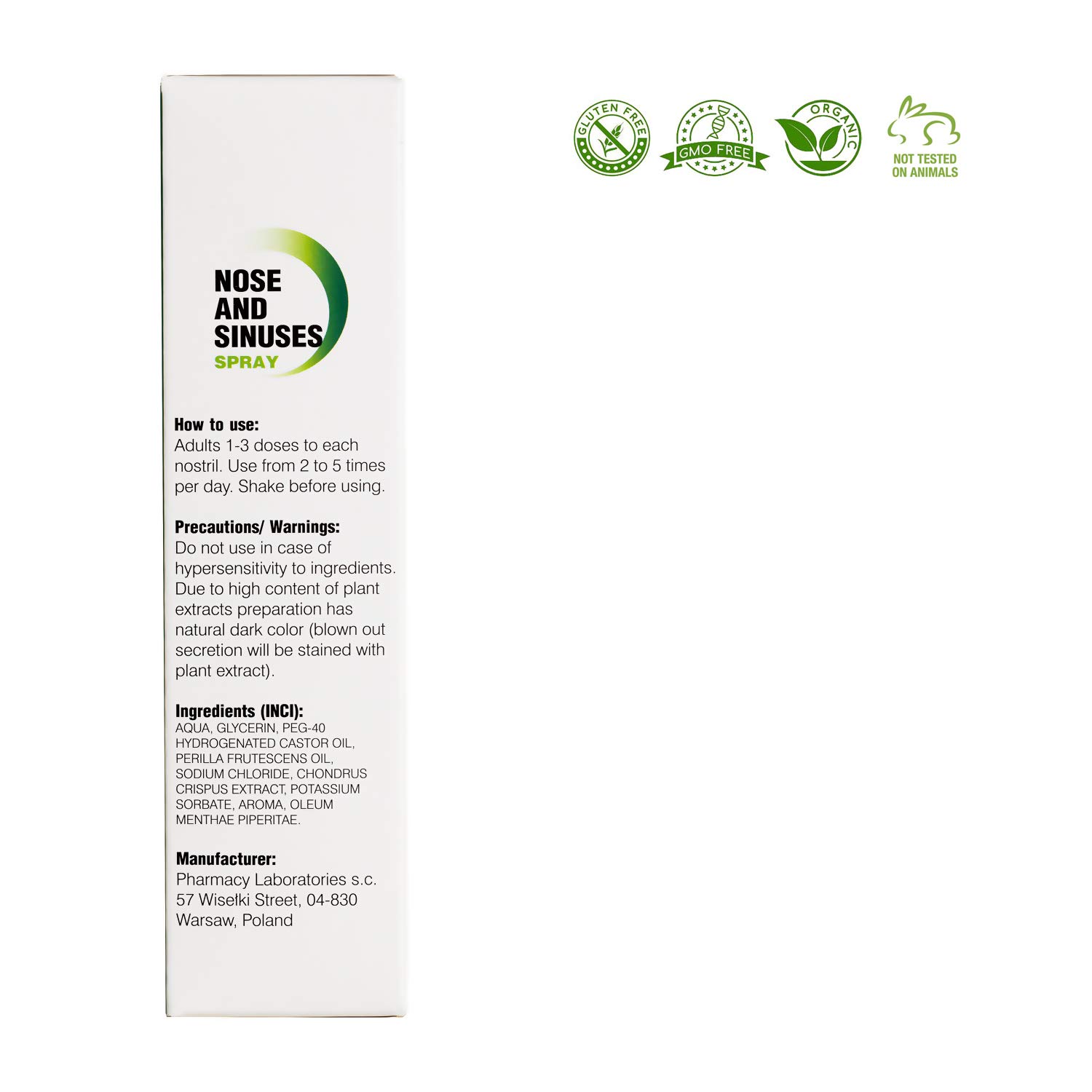 Pharmacy Laboratories Sinus Nasal Spray | 60 ML | Antibacterial & Mucus Relief for Adults | Nasal Care & Cleansing | Ideal for Cold, Allergy & Sinus Congestion Relief
