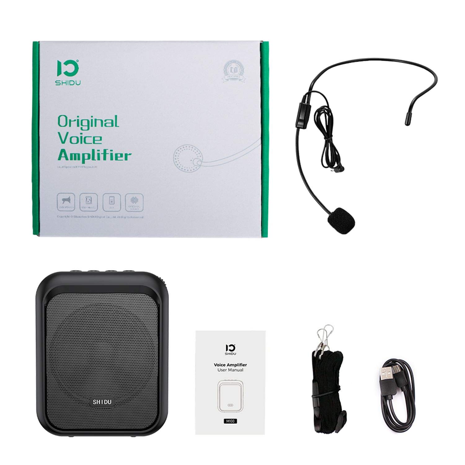SHIDU Mini Voice Amplifier - Portable Rechargeable 10W Bluetooth Speaker with Wired Microphone Headset, 1800mAh Battery, MP3 Support - Perfect for Teachers, Taxi Drivers, Coaches, Tour Guides & Public Speaking