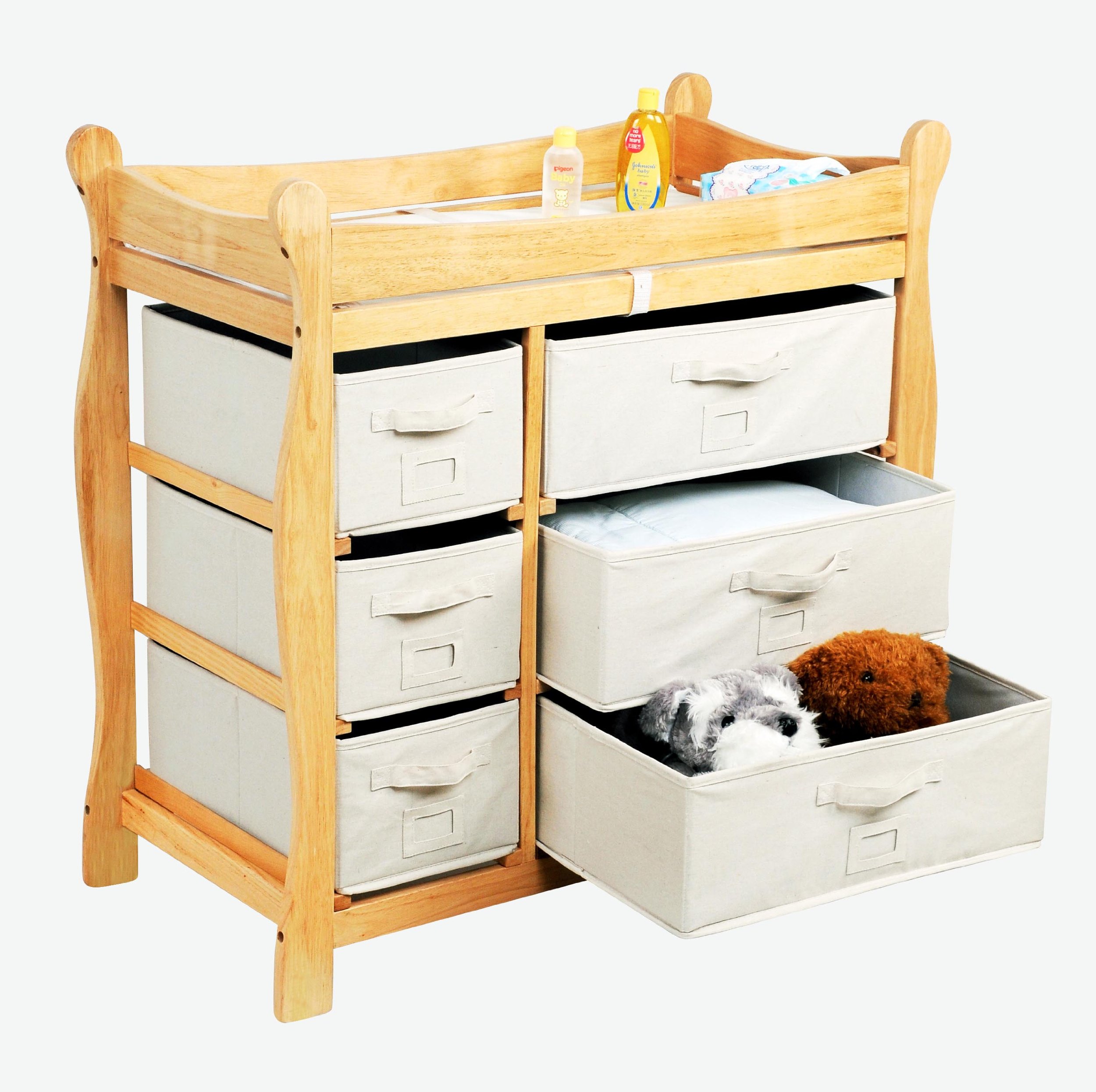 Baby Changing Table with 6 Storage Baskets & Soft Pad - Nursery Organizer for Diapers, Wipes & Baby Essentials - Perfect for Newborns & Toddlers in Bedroom or Nursery