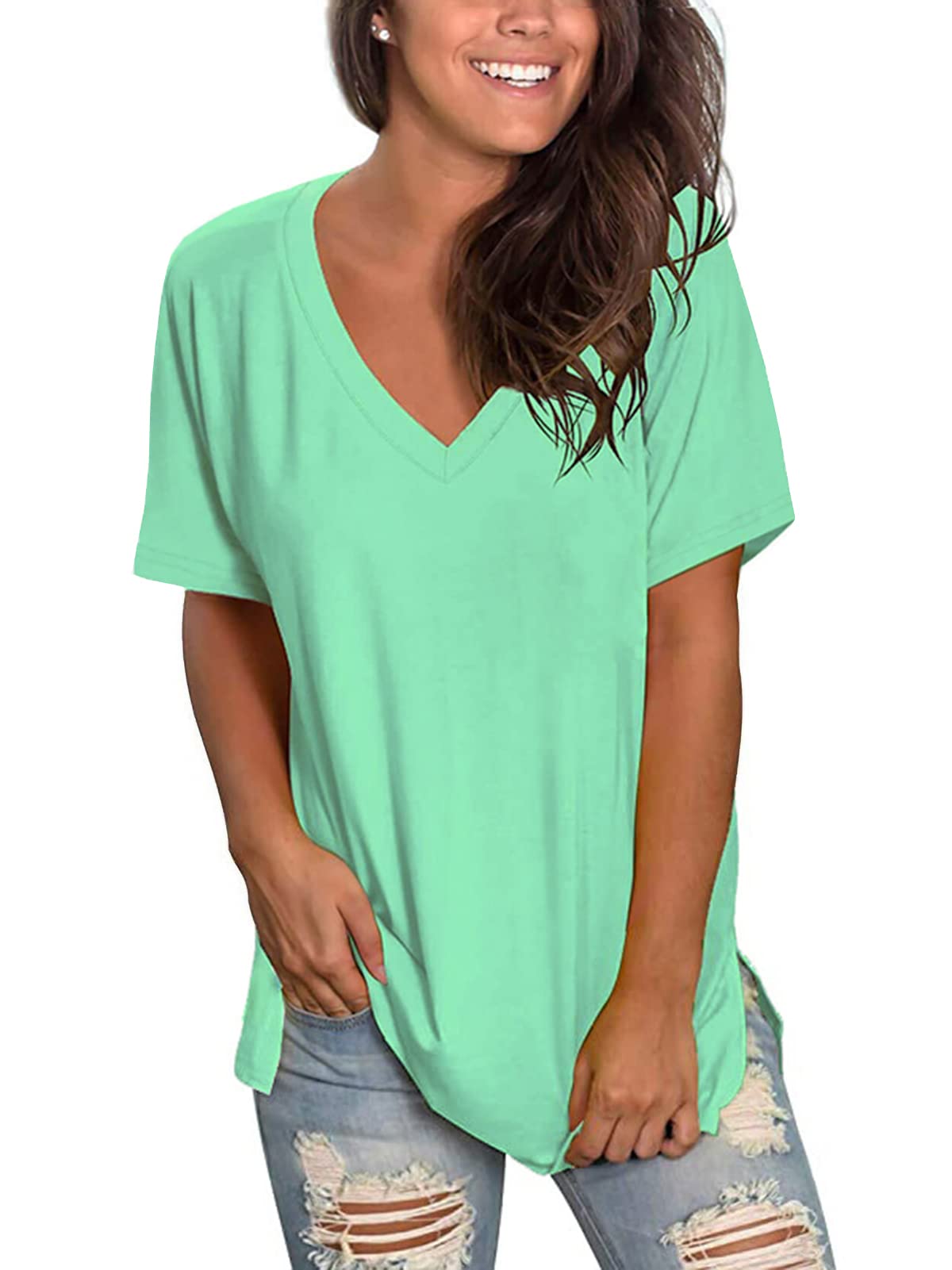 Floral V-Neck T-Shirt for Women - Summer Short Sleeve Blouse | Casual Wear, Beach Outfits & Everyday Fashion