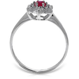 0.23 Carat 14K Solid White Gold Ruby and Diamond Ring for Women - Elegant Birthstone Jewelry Gift for Anniversary, Valentine's Day or Special Occasions