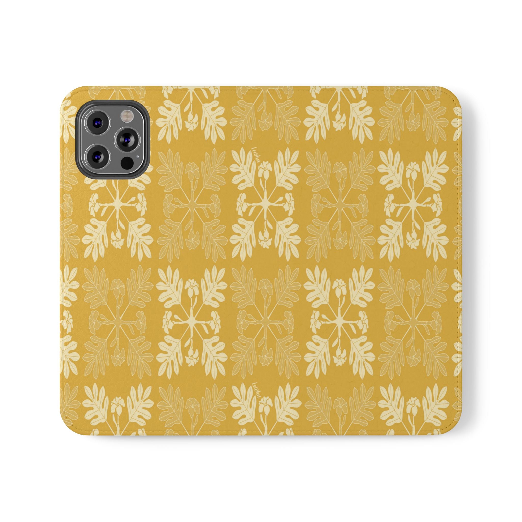Premium Puakenikeni Quilted Folio Case for iPad & Tablet - Soft Protective Cover with Handmade Hawaiian Floral Design, Perfect for Work, Travel & Home Use